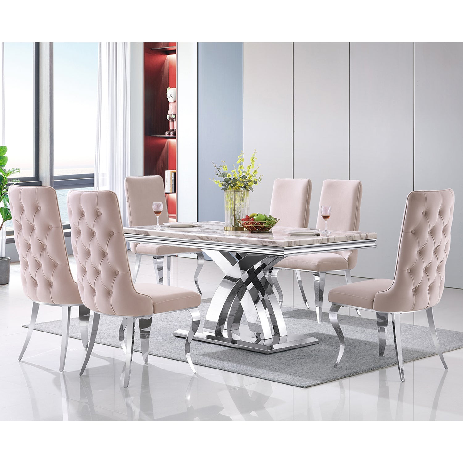 Pink Tufted Velvet Side Chair with Silver Legs - Add Elegance and Comfort to Your Space