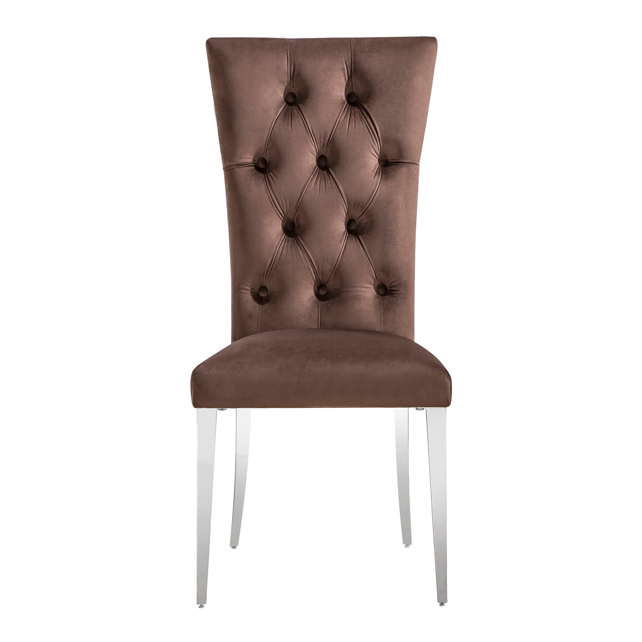 Brown Velvet Dining Chairs | Buttons Tufted | High Back| C123