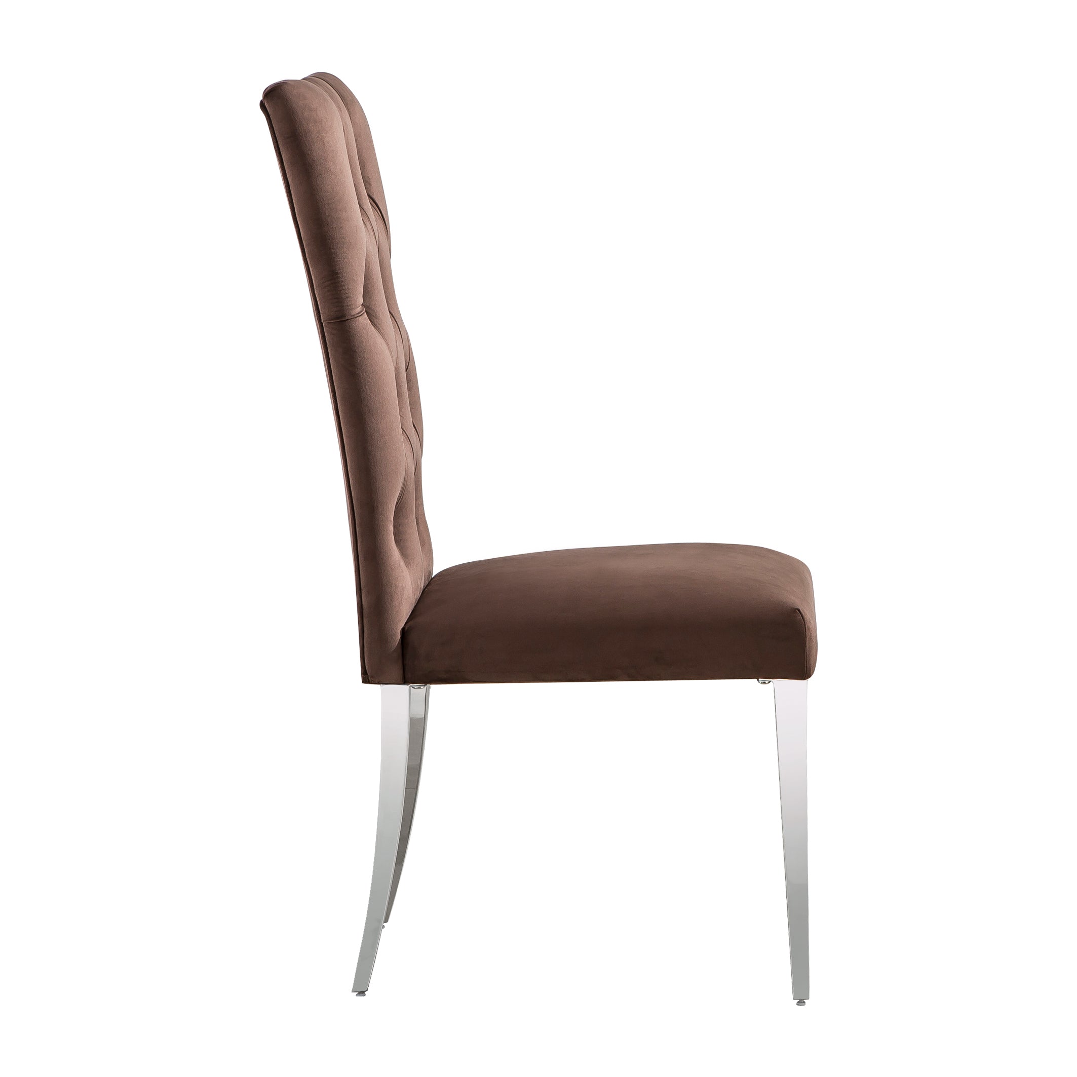 Brown Velvet Dining Chairs | Buttons Tufted | High Back| C123