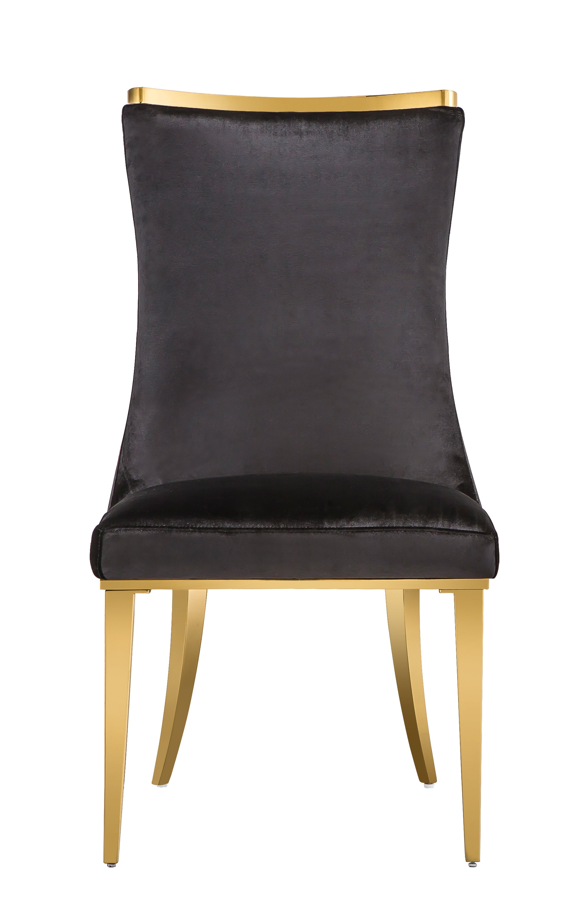 Black Velvet Dining Chairs | Reticulate Texture Back| Gold Metal Legs | C136