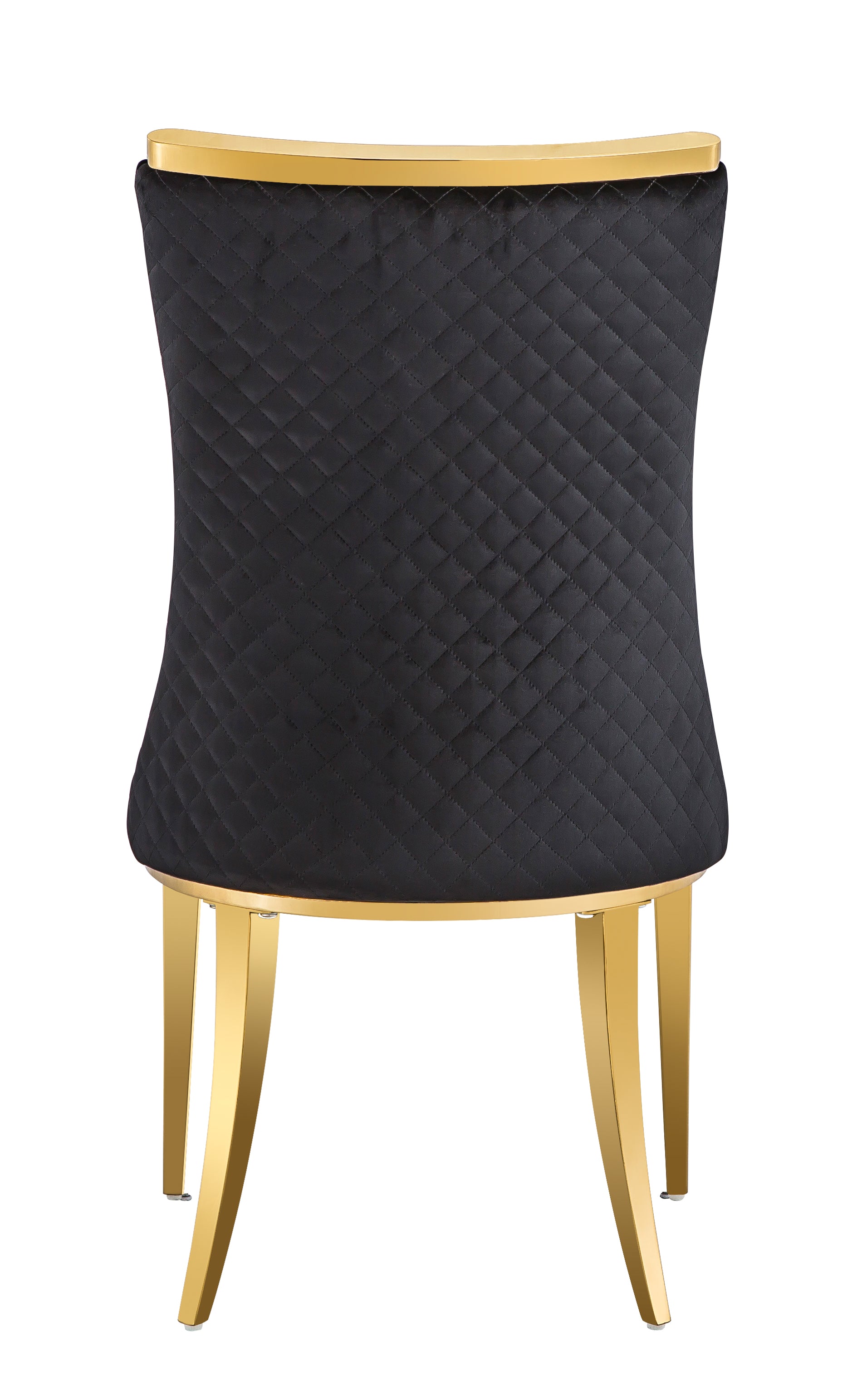 Black Velvet Dining Chairs | Reticulate Texture Back| Gold Metal Legs | C136