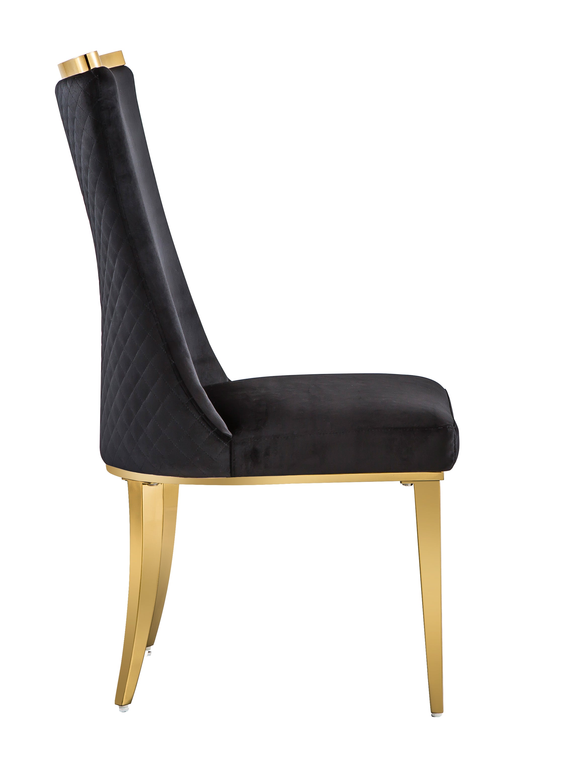 Black Velvet Dining Chairs | Reticulate Texture Back| Gold Metal Legs | C136