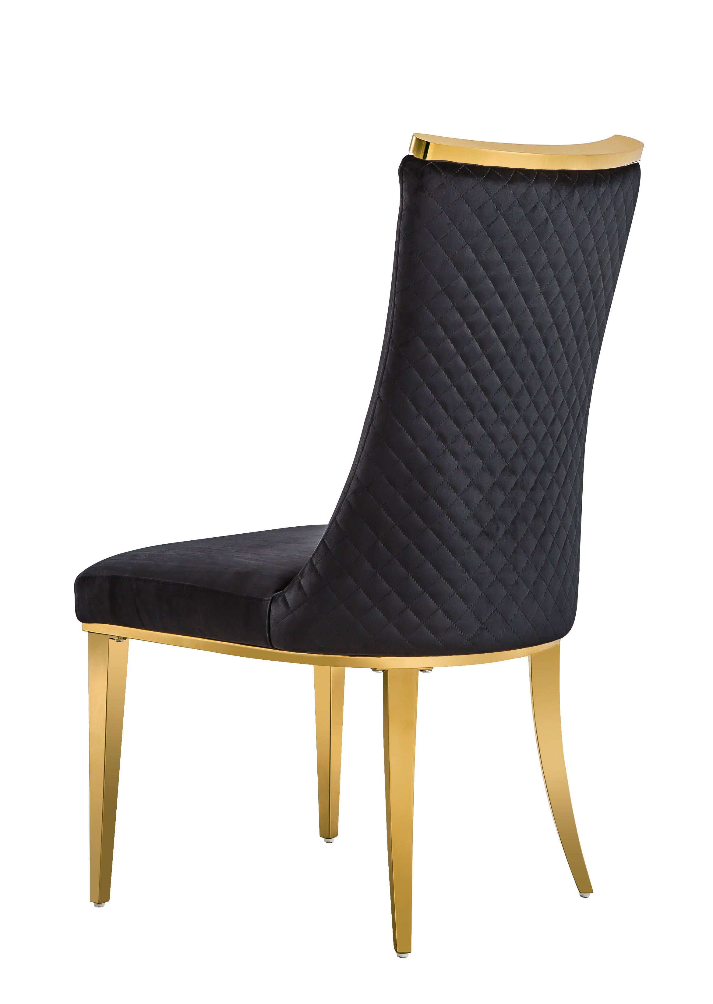 Black Velvet Dining Chairs | Reticulate Texture Back| Gold Metal Legs | C136