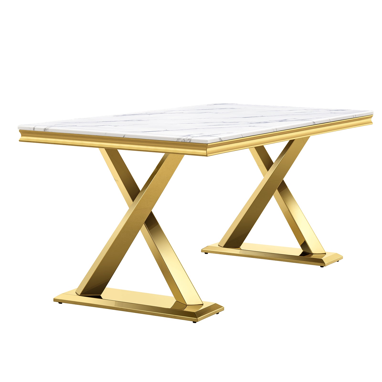 604-Set | AUZ White and Gold Dining room Sets for 6