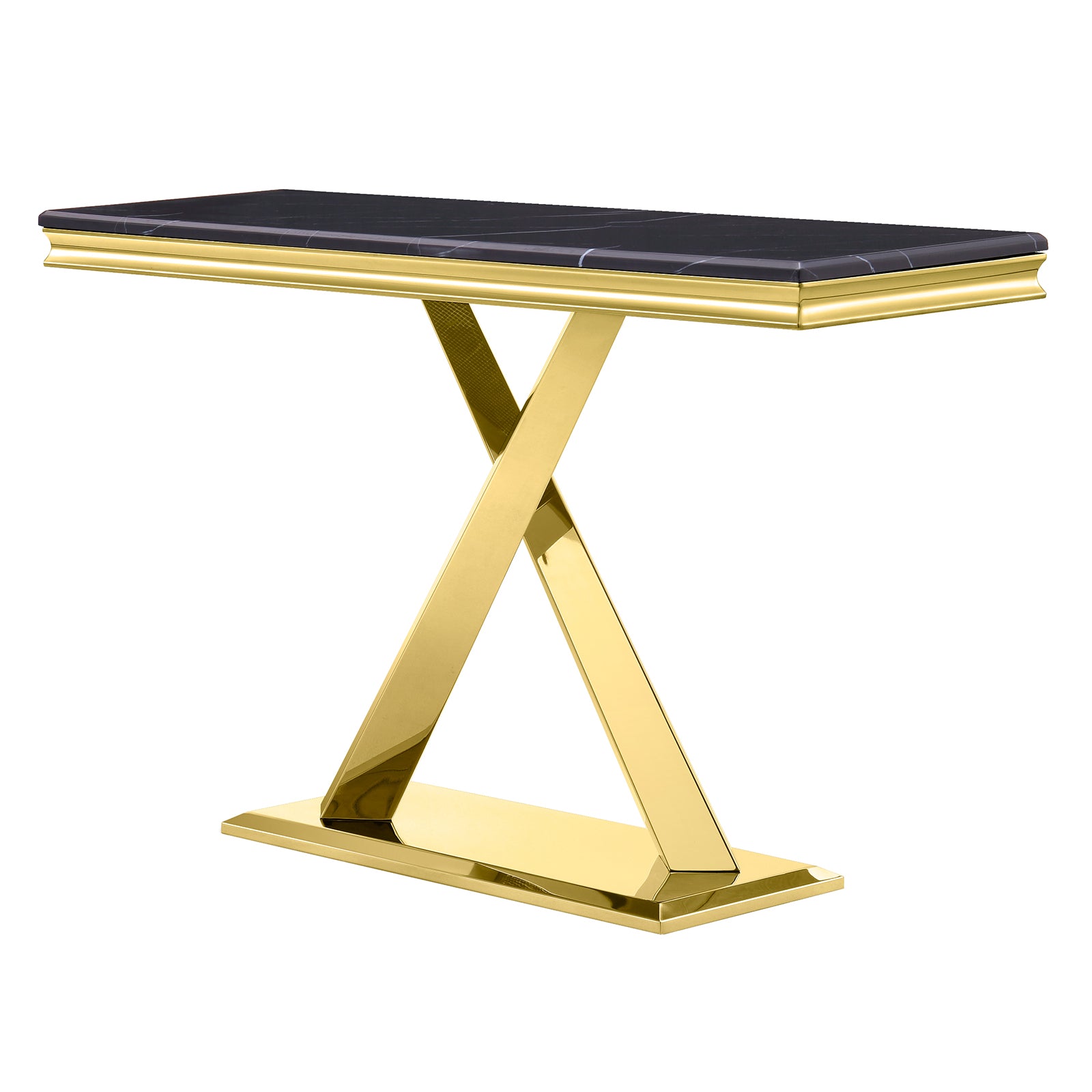 Black Gold Sofa Table with Metal X- Base | S511