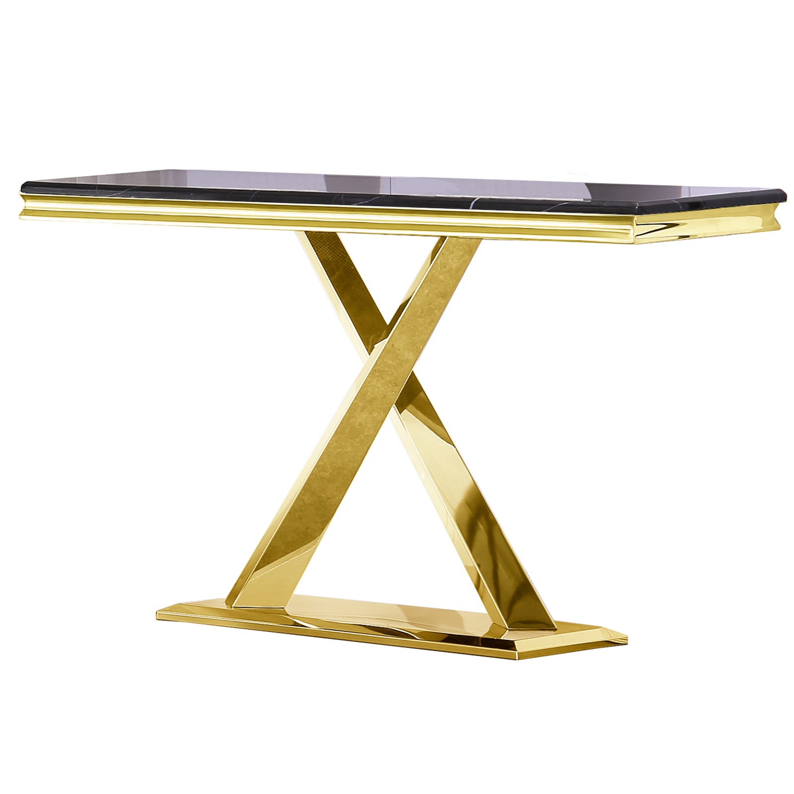 Black Gold Sofa Table with Metal X- Base | S511