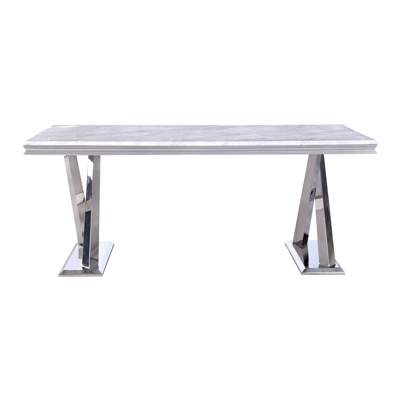 Gray Silver DIning table | 72" Rectangle Top |  Metal X legs | T212