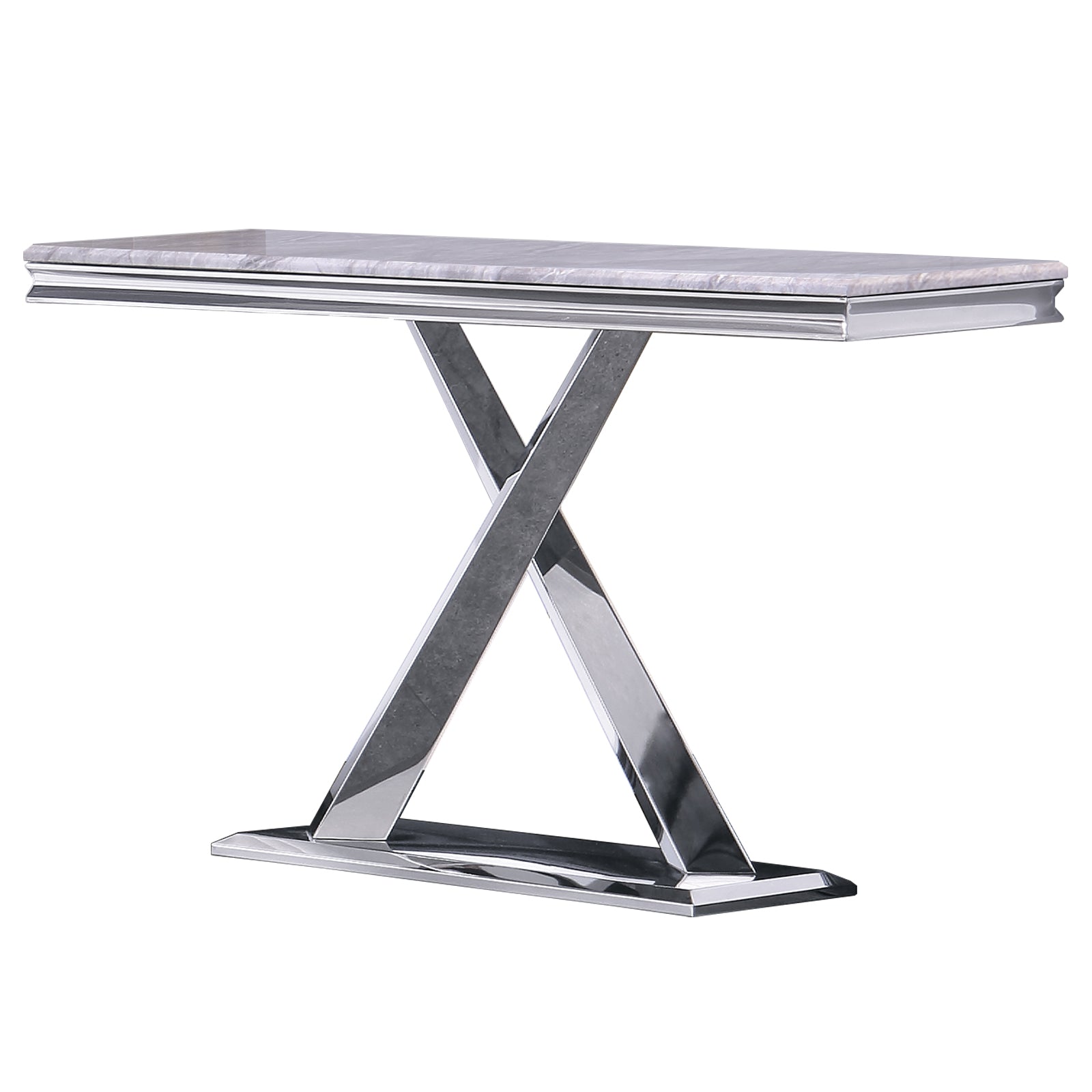 Silver Gray Sofa Table with Metal X- Base | S510
