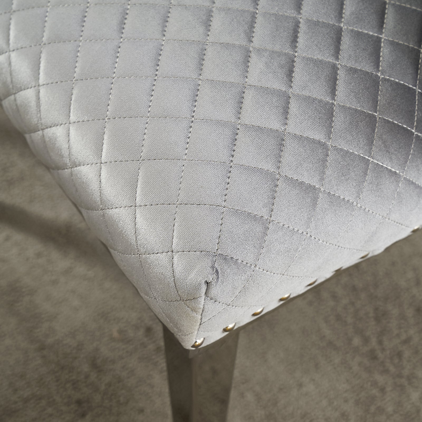 Gray Velvet Chairs | Nailhead Trim | Metal legs | C105