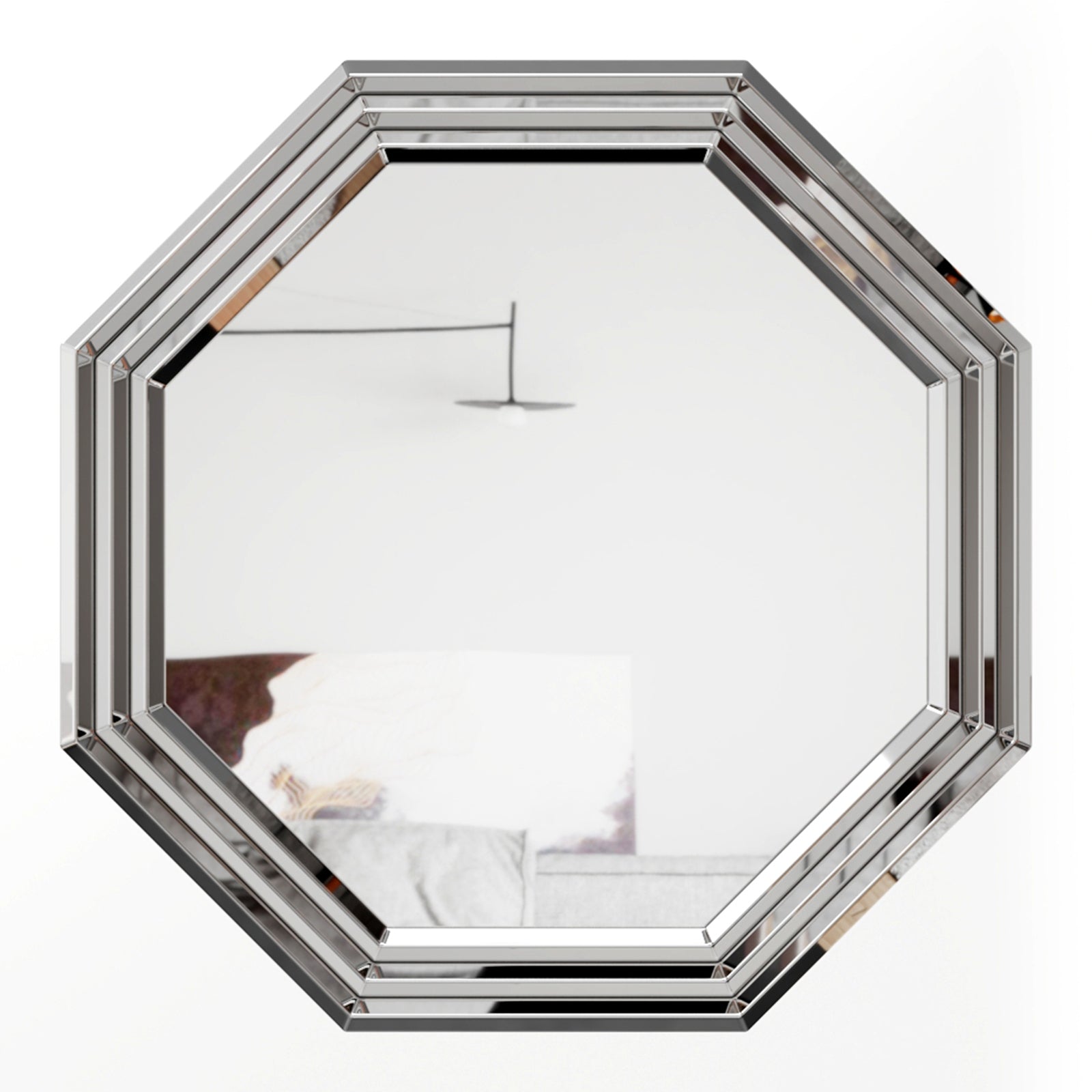 Silver  24" Octagon Geometric Mirror Wall | W100