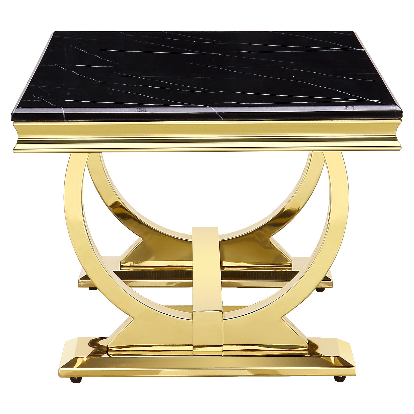 Black and Gold Living room table Set | U Metal Base | L204