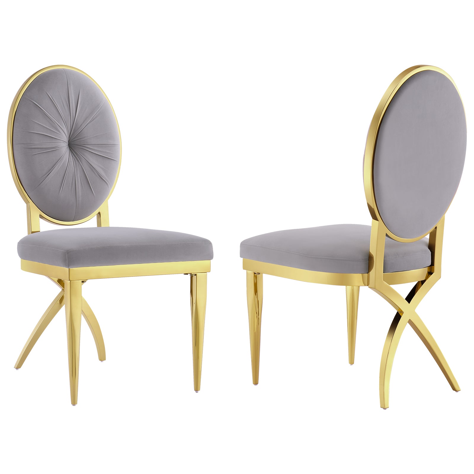King Louis dining chairs | Gray Velvet |  Metal legs | C114