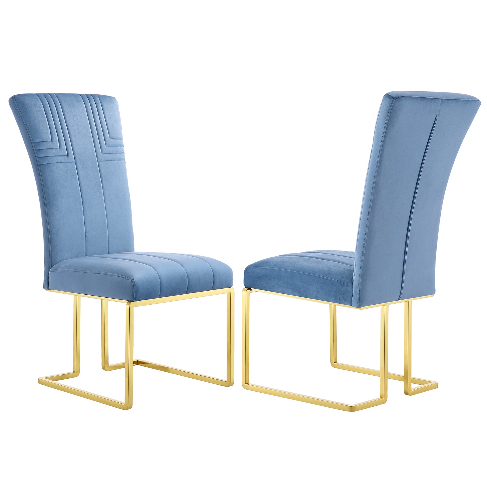 Sky Blue Velvet dining chairs | Metal Sled Base| C122