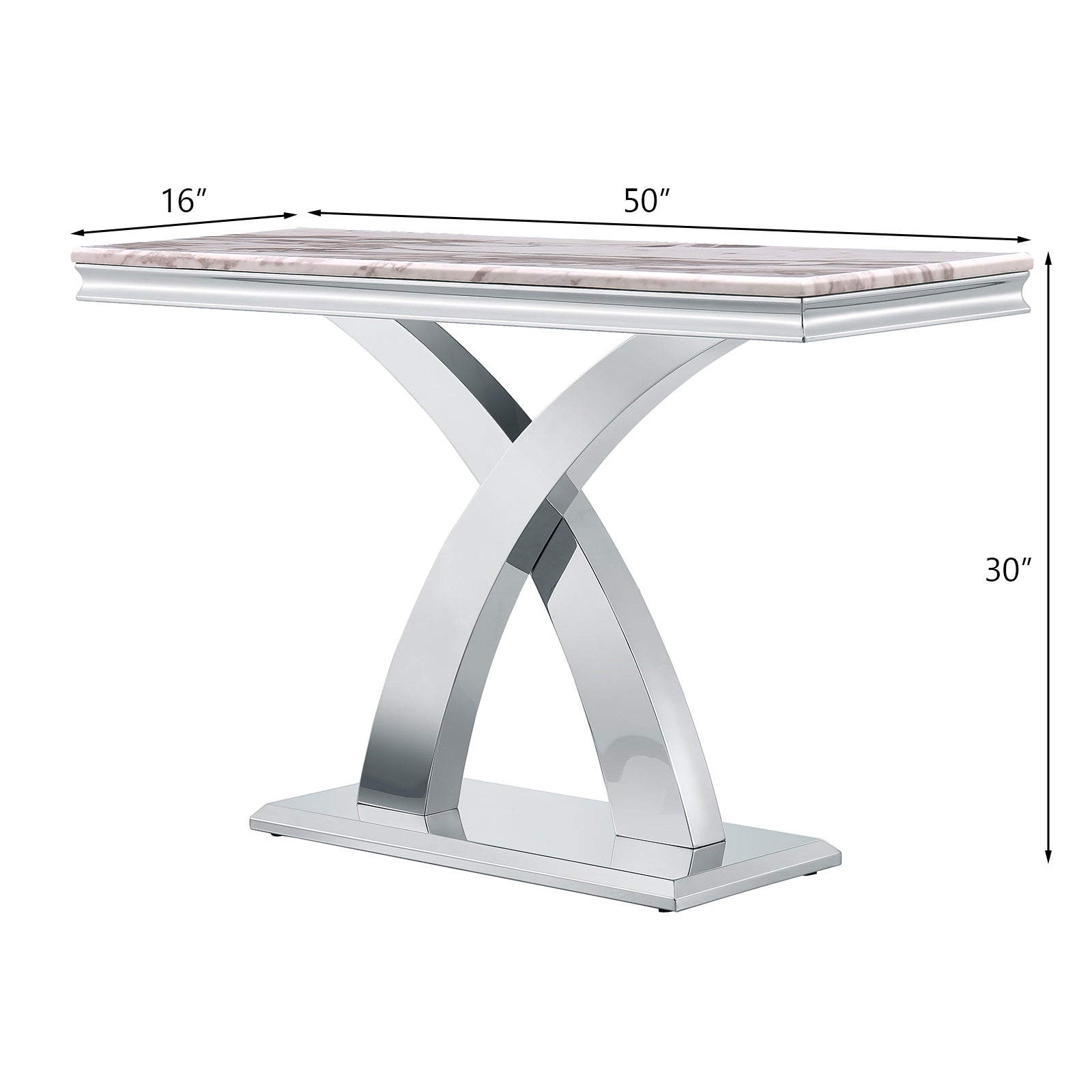 Gray Silver Sofa Table with Metal X Base | S506