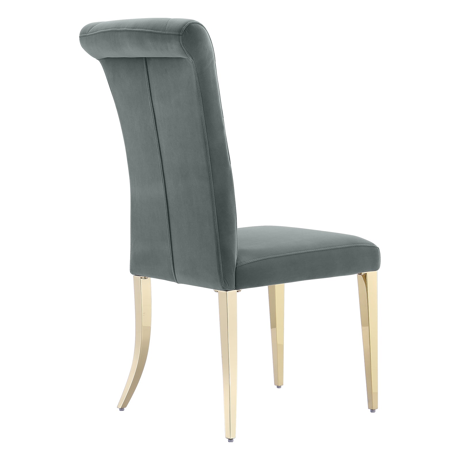 Gray velvet dining chairs | High Rolled Back | Gold metal legs | C169