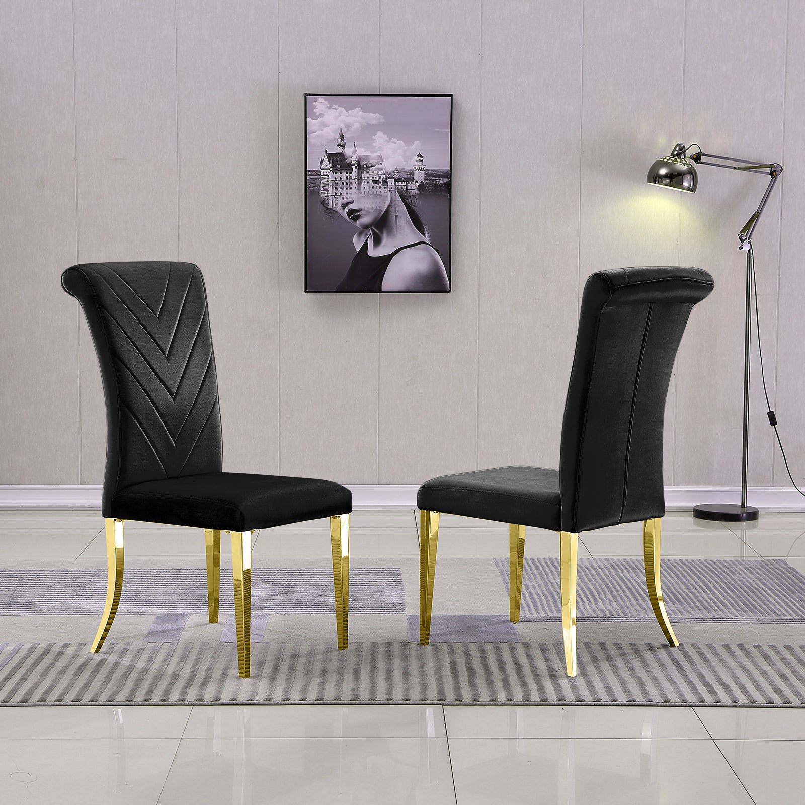 680-Set | AUZ Black and Gold Dining room Sets for 6
