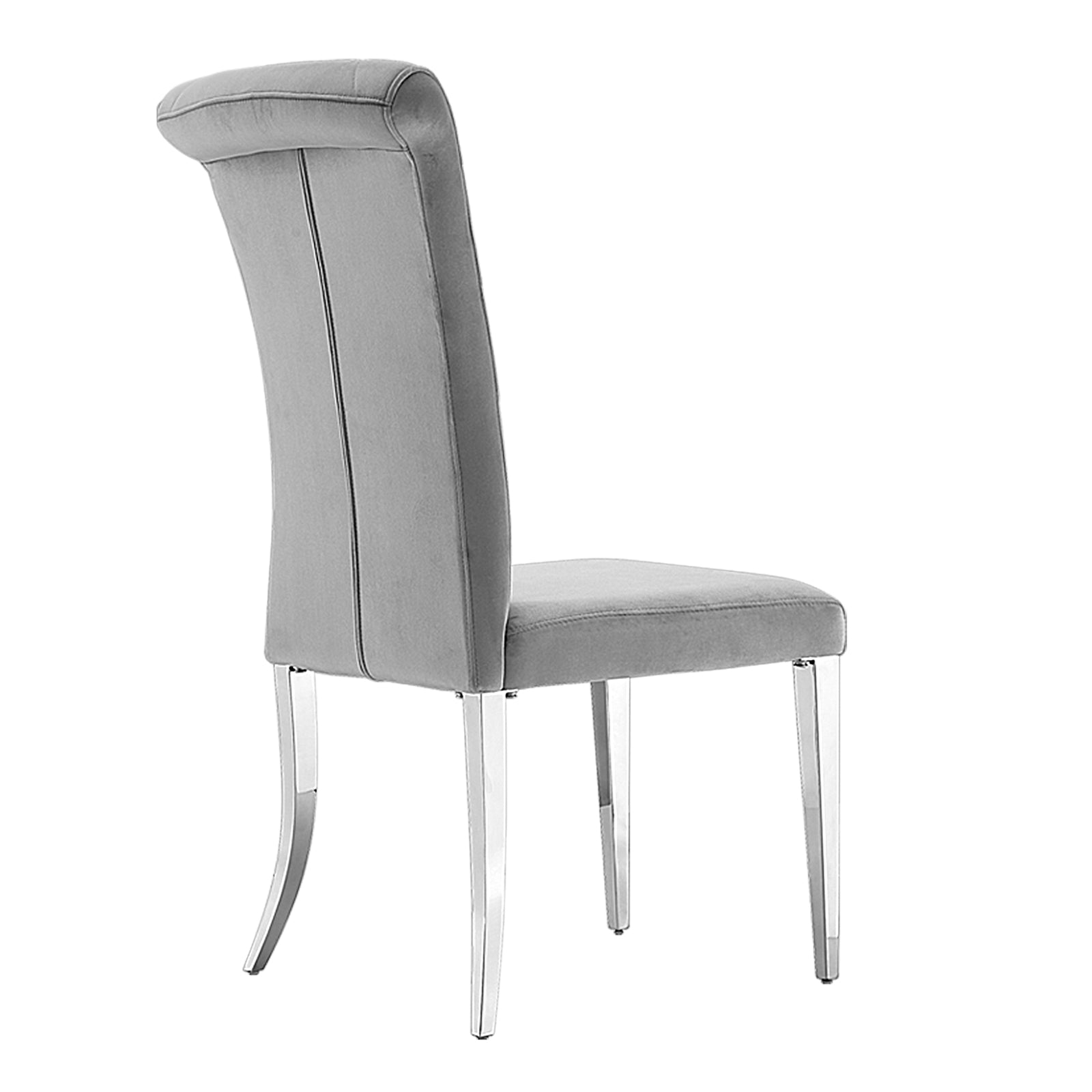 Grey silver dining chairs | High Rolled Back | Silver metal legs | C172