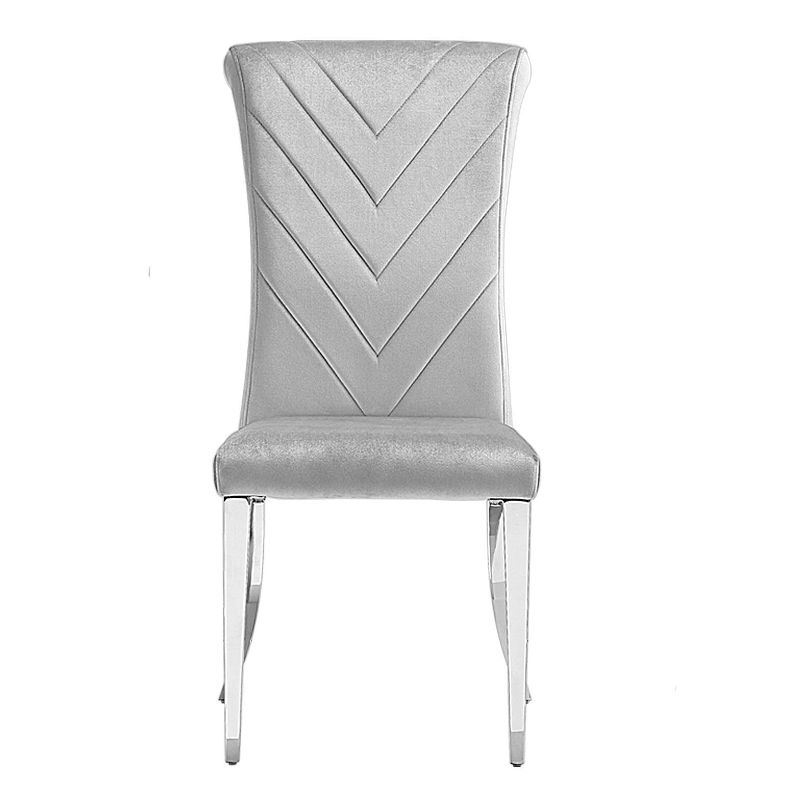 Grey silver dining chairs | High Rolled Back | Silver metal legs | C172