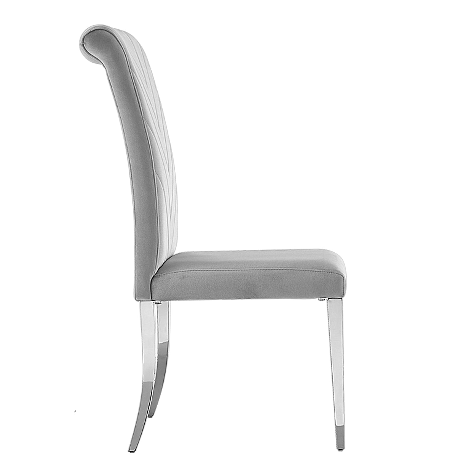 Grey silver dining chairs | High Rolled Back | Silver metal legs | C172