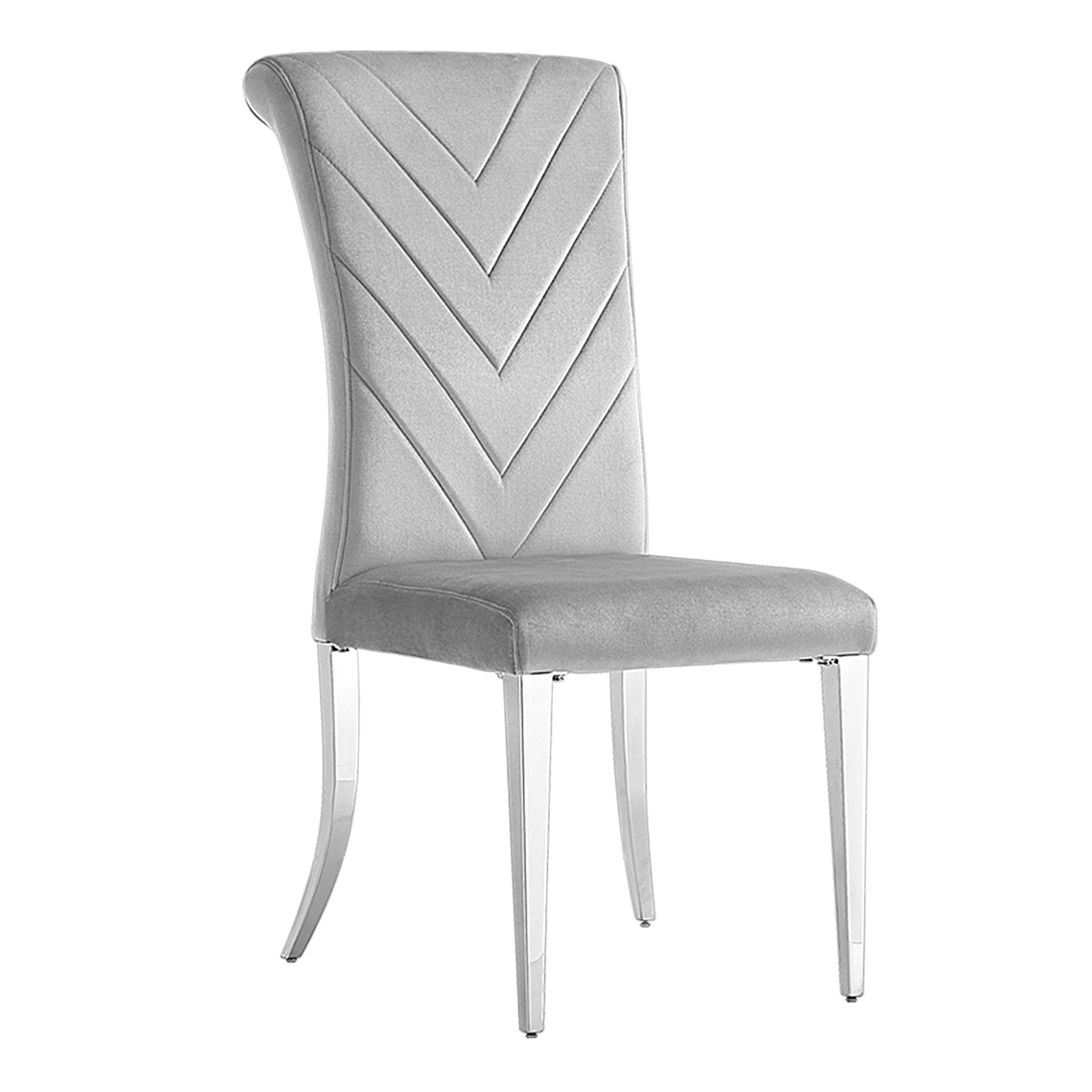 Grey silver dining chairs | High Rolled Back | Silver metal legs | C172