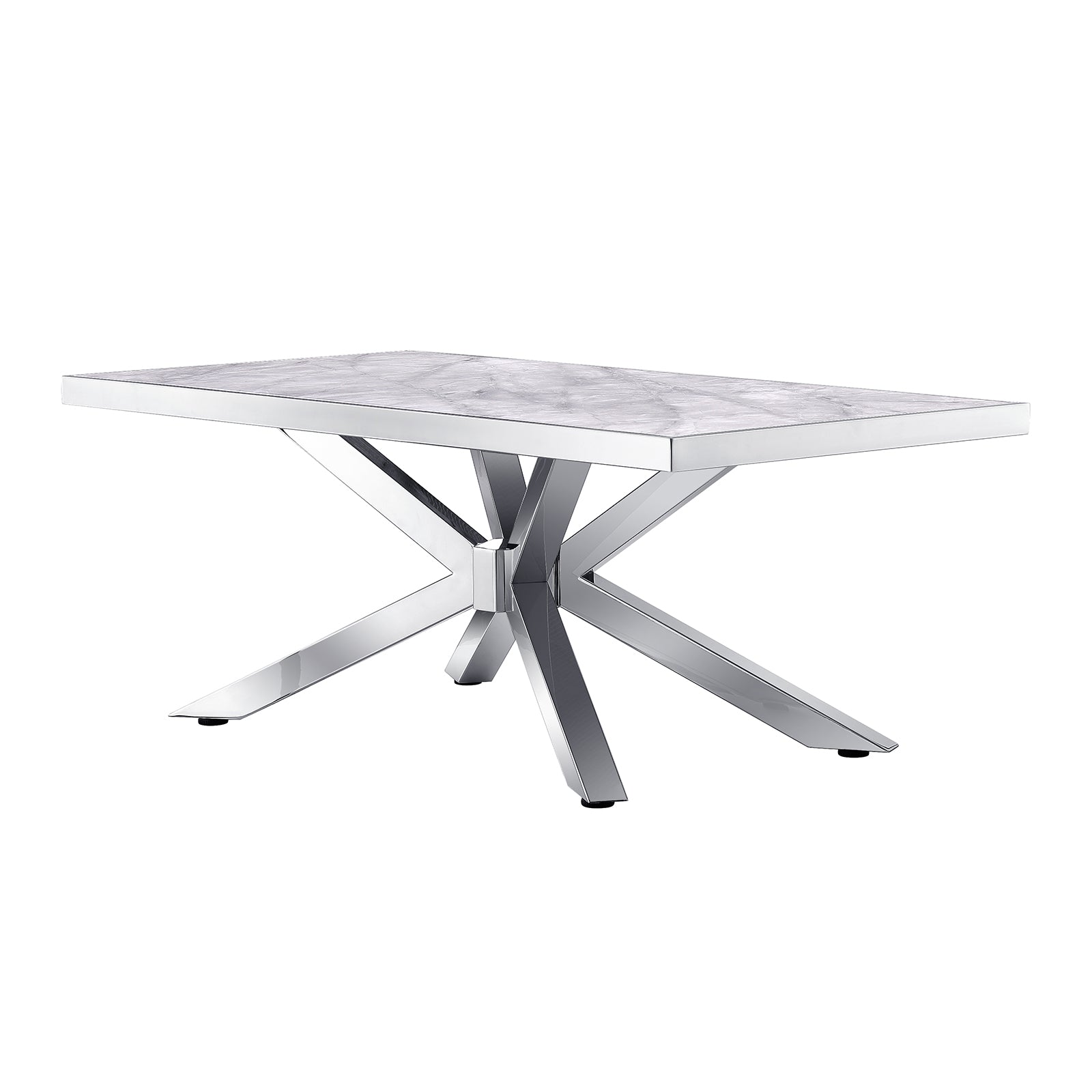 Silver and Gray Living room table Set| Metal X Base | L216