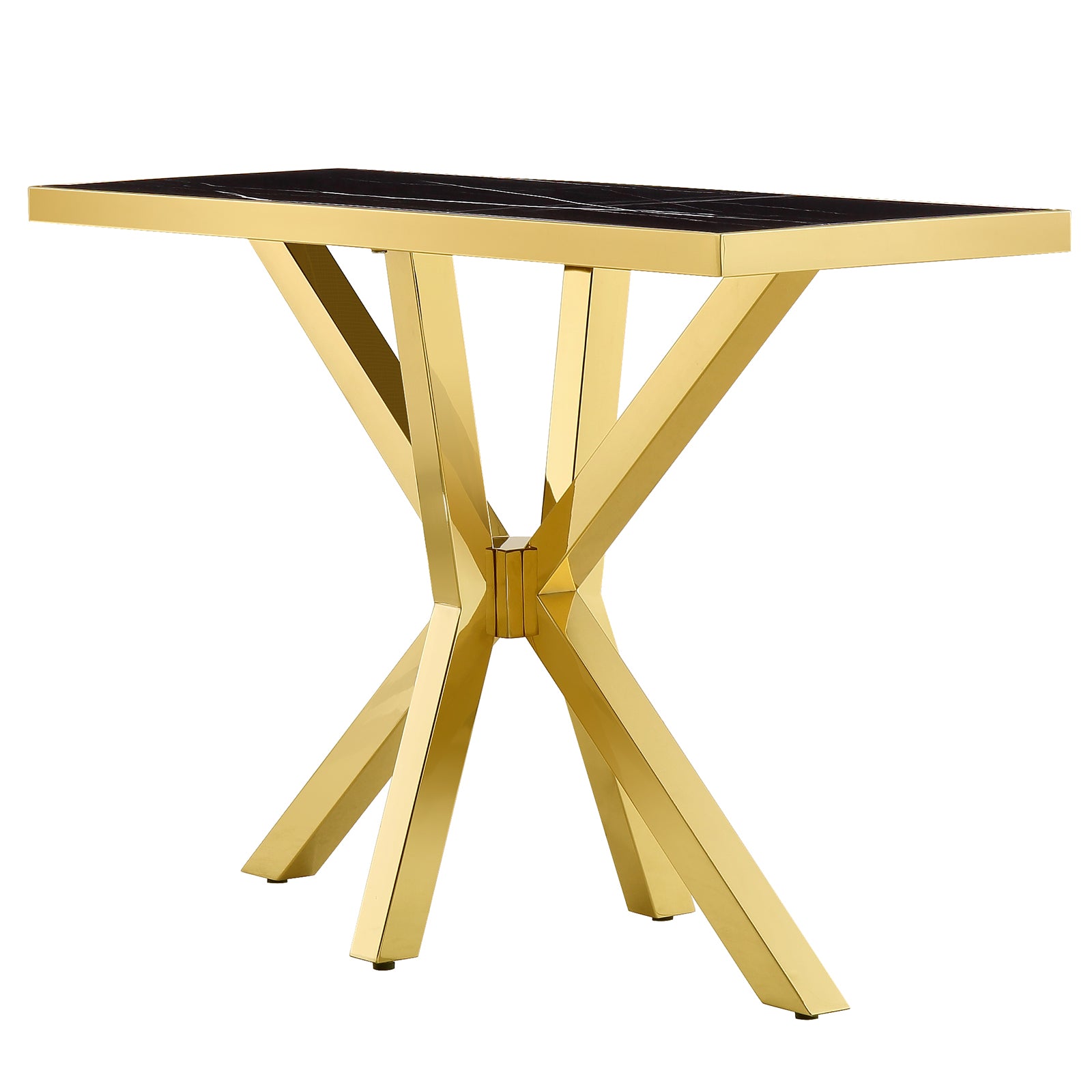 Black Gold Sofa Table with Metal Cross Legs | S516