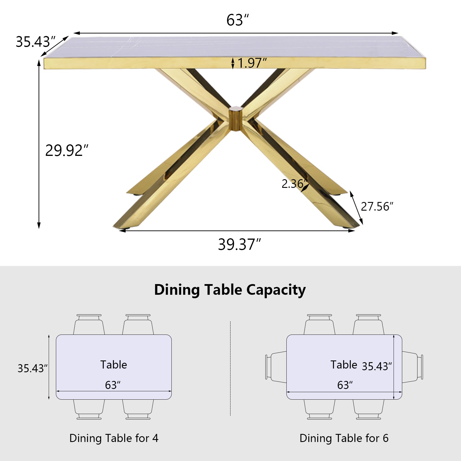 675-Set | AUZ White and Gold Dining room Sets for 6