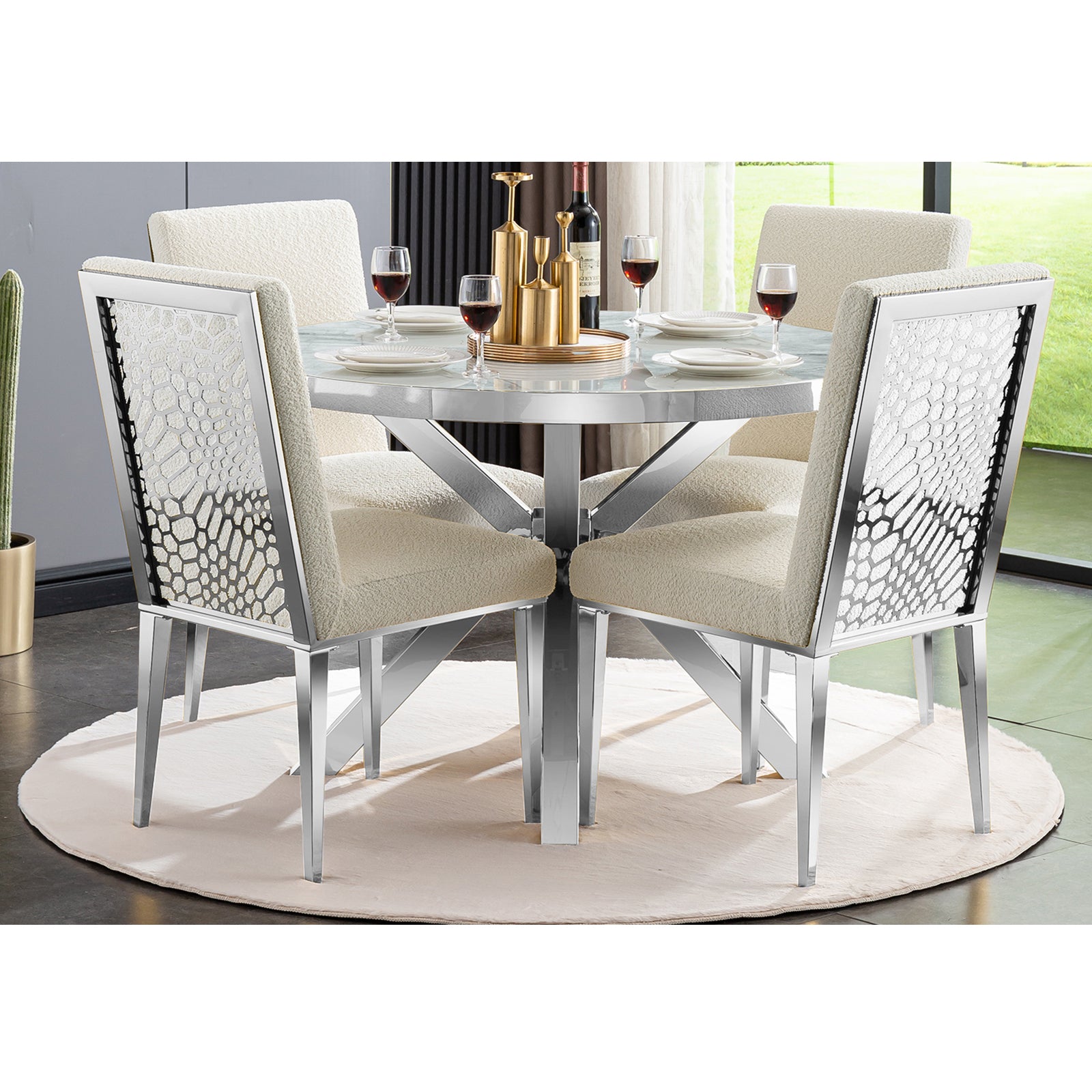618-Set | AUZ Round Dining room Sets for 4