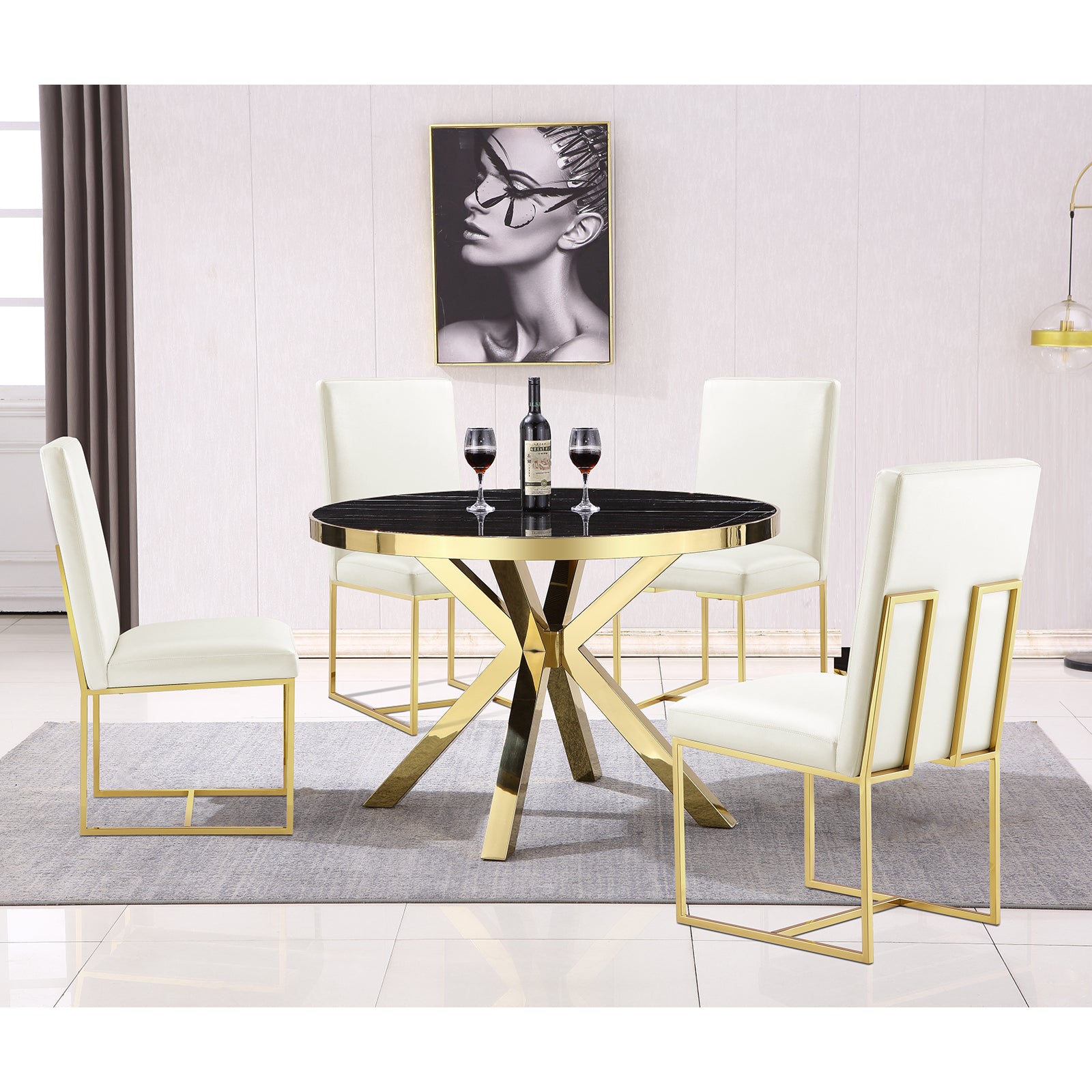 662-Set | AUZ Round Dining room Sets for 4