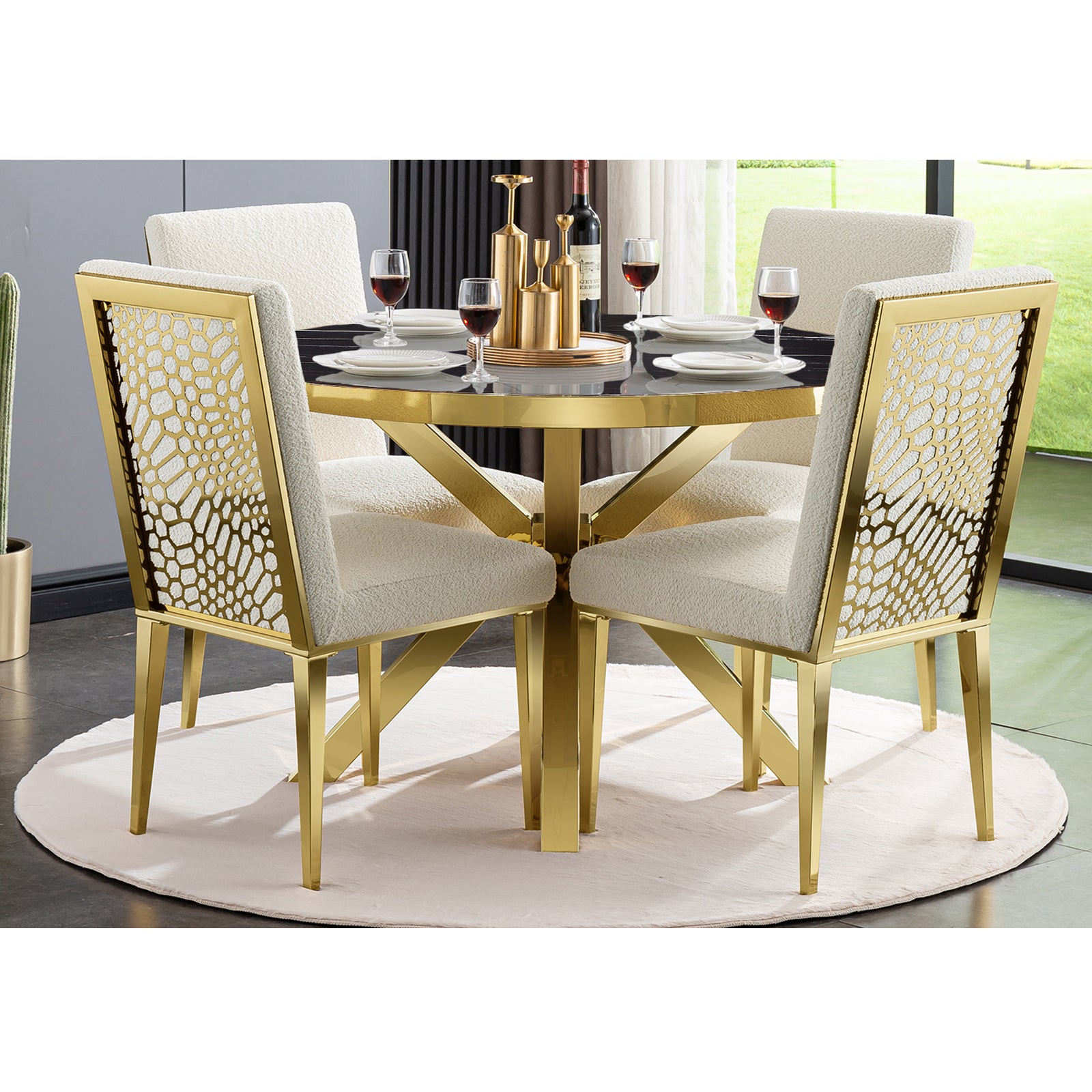 617-Set | AUZ Round Dining room Sets for 4