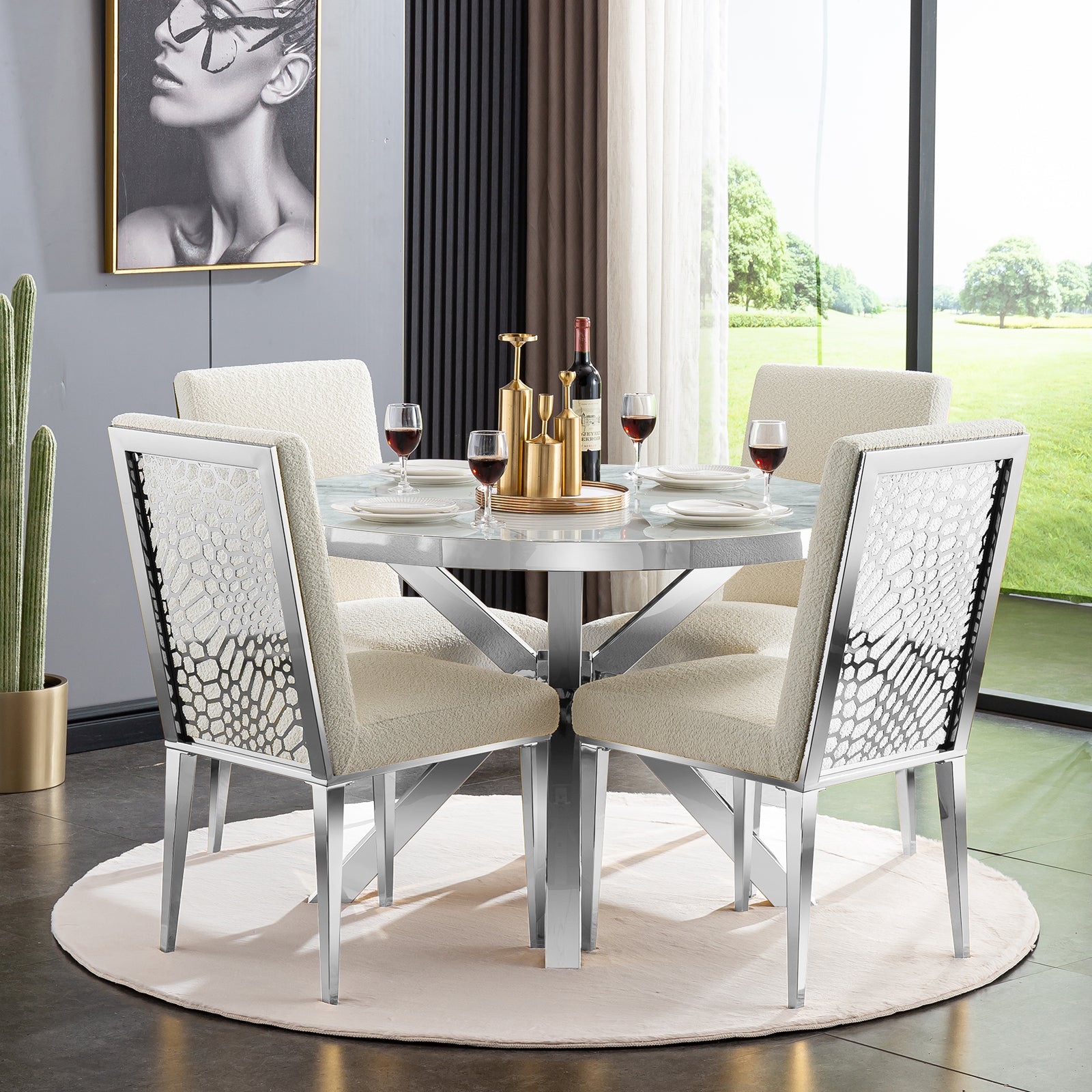 618-Set | AUZ Round Dining room Sets for 4