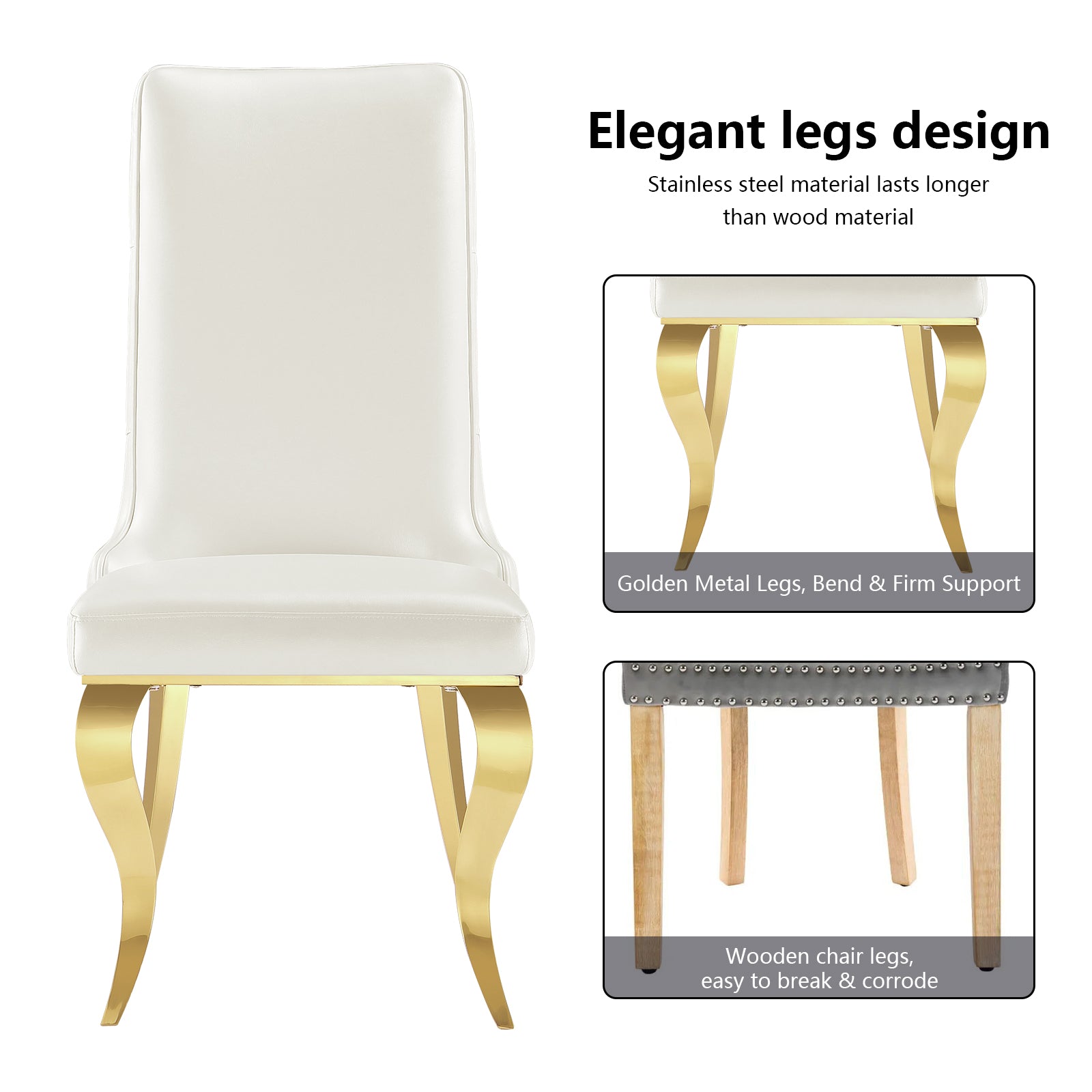 708 Set | AUZ White and Gold Dining room Sets for 6