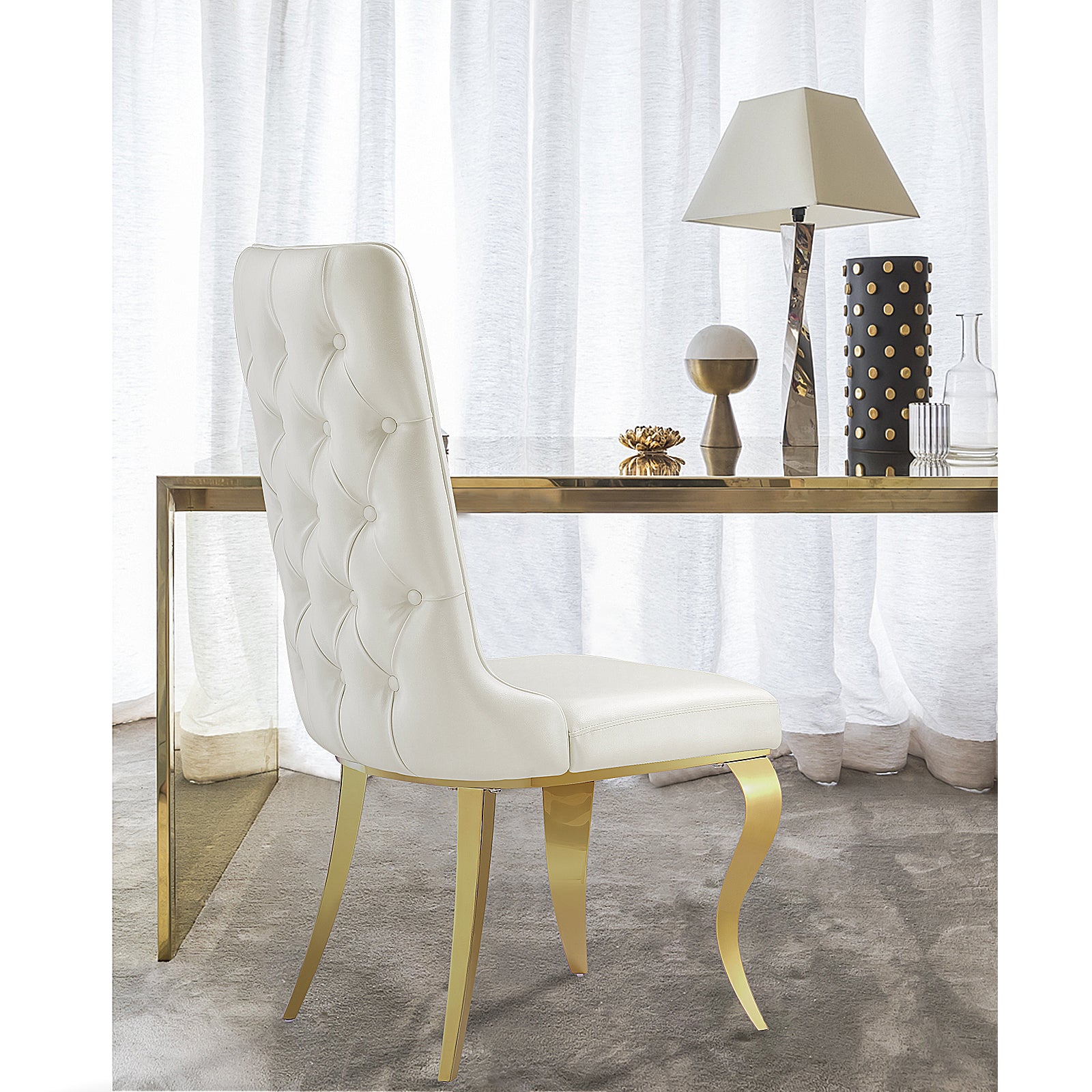 708 Set | AUZ White and Gold Dining room Sets for 6