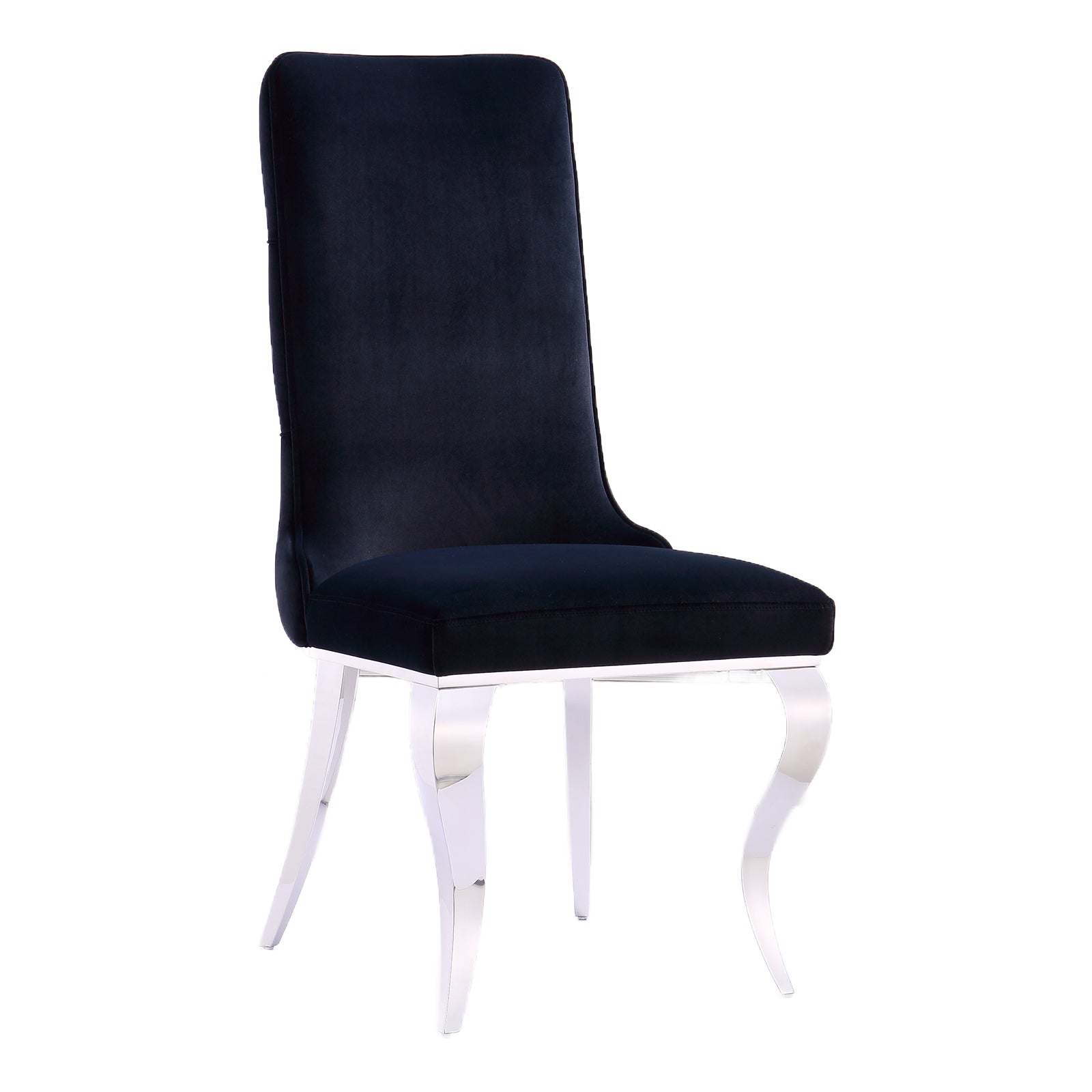 Black velvet Dining Chairs | Button Back | Heavy duty | Silver metal legs | C161