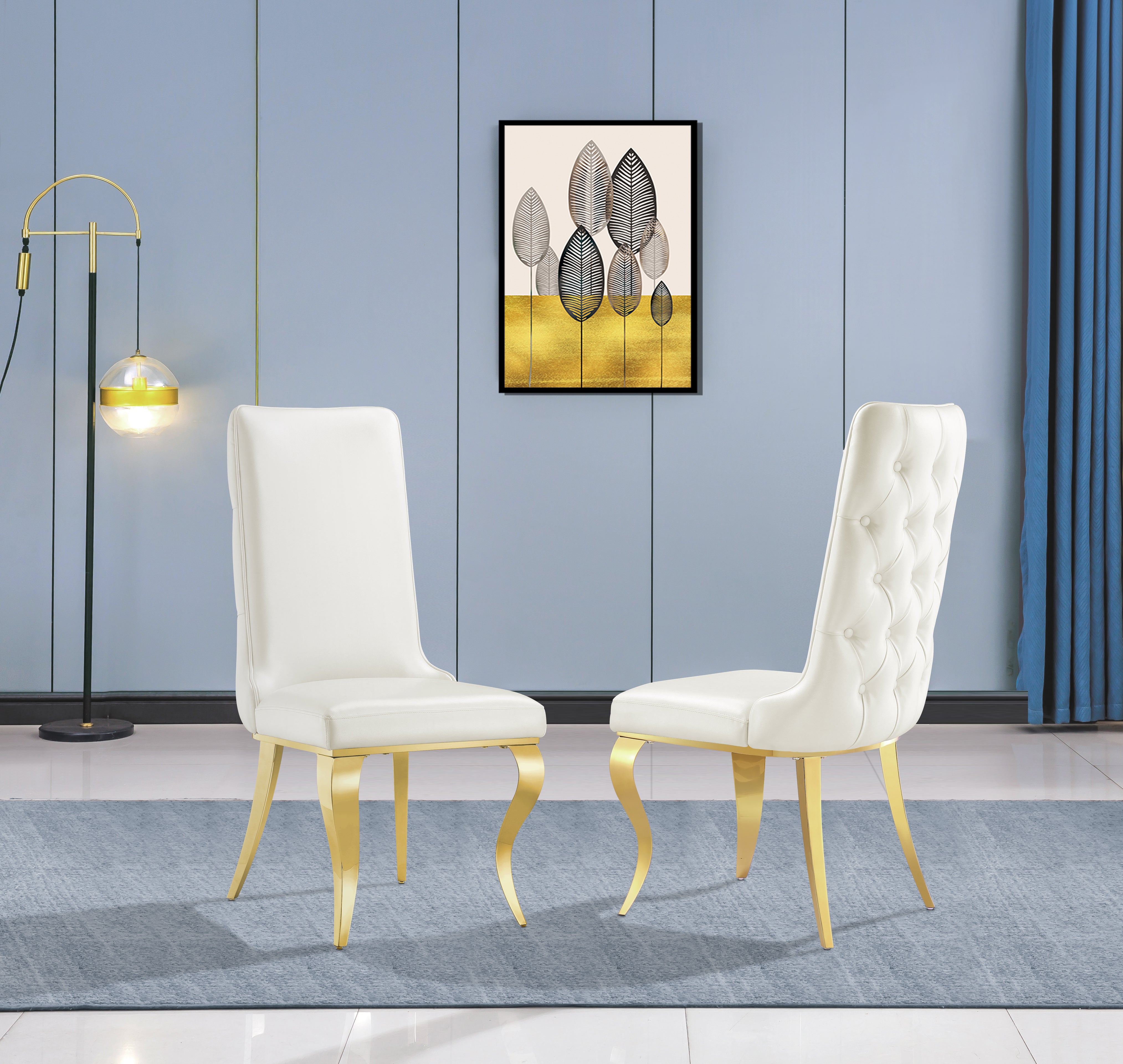 675-Set | AUZ White and Gold Dining room Sets for 6