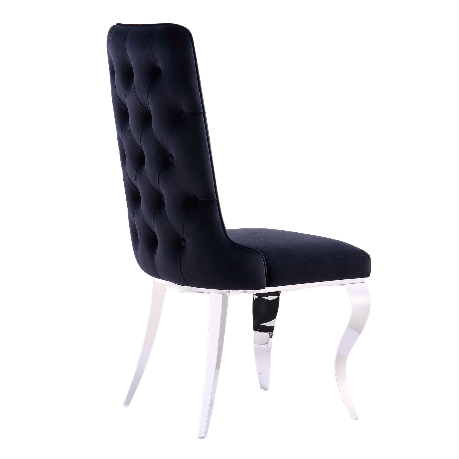 Black velvet Dining Chairs | Button Back | Heavy duty | Silver metal legs | C161