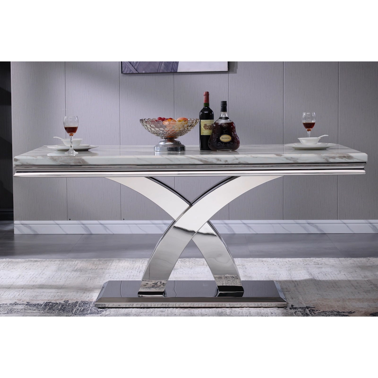 646-Set | AUZ White and Silver Dining room Sets for 6