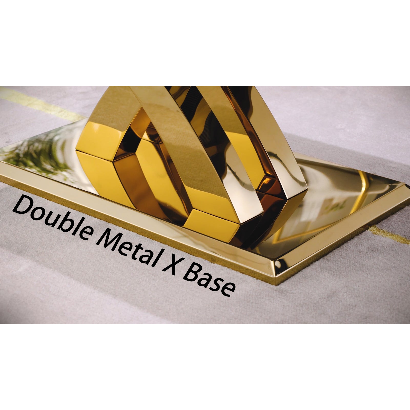 Gold Coffee Table with Metal Double X Base | F312