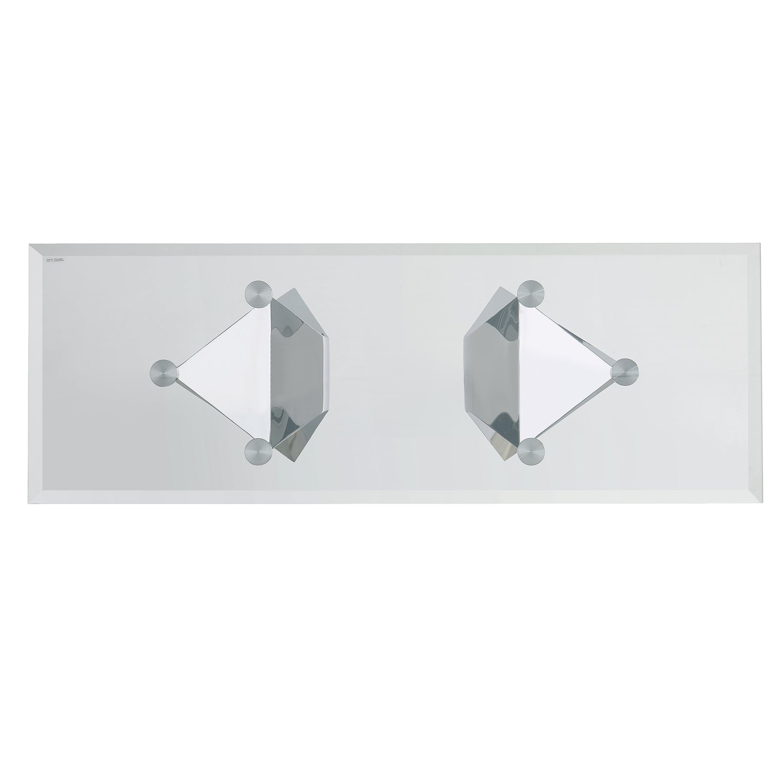 Glass Sofa Table with metal silver L-shaped legs | S519