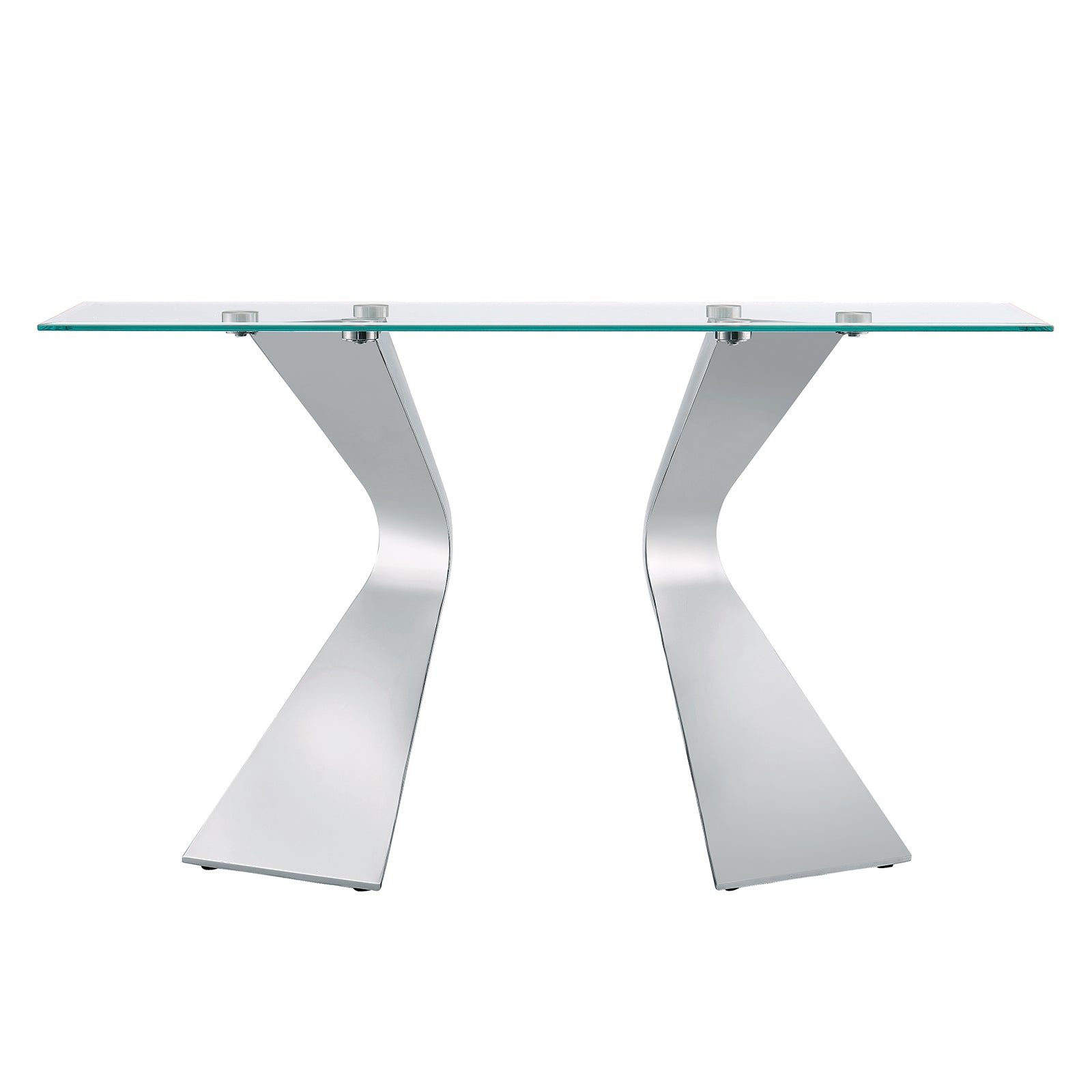 Glass Sofa Table with metal silver L-shaped legs | S519