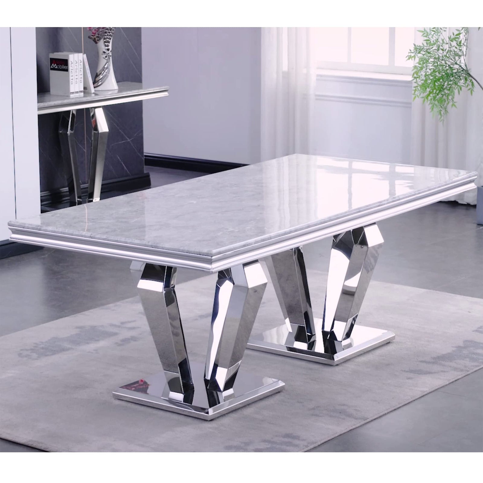 603-Set | AUZ White and Silver Dining room Sets for 6
