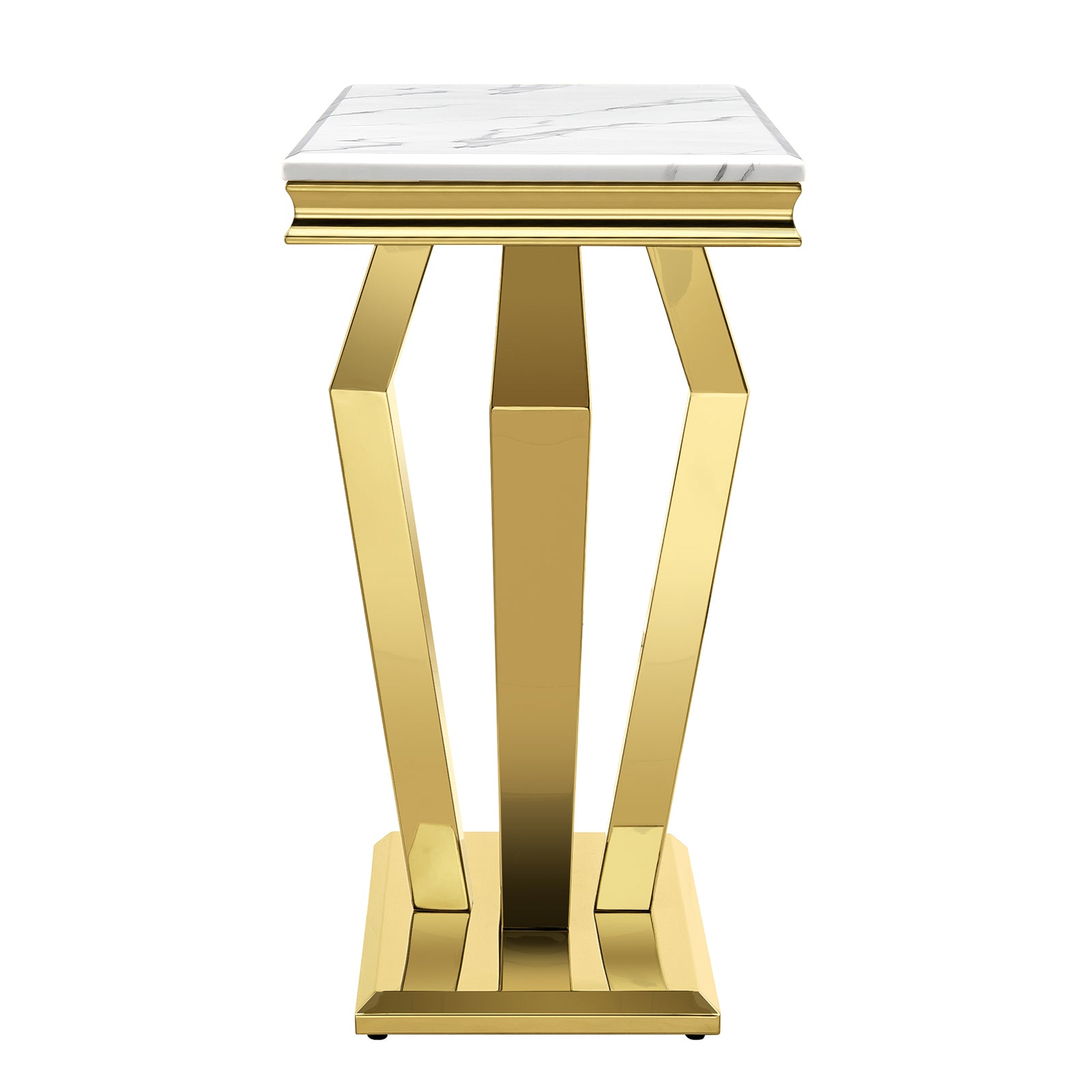 White Gold Living room table Set | Four Geometric legs  | L206