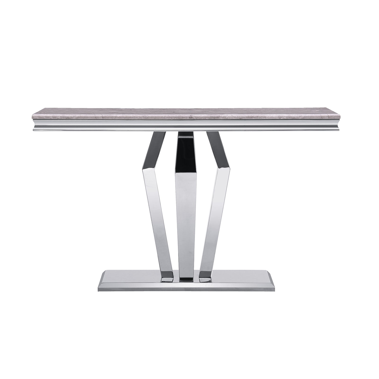 Silver Sofa Table with metal Geometric Base | S508