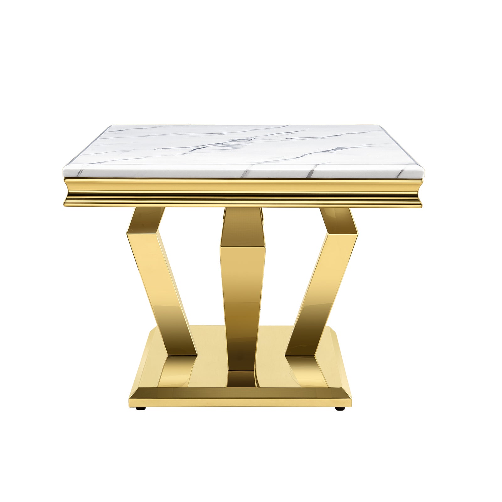 White Gold Living room table Set | Four Geometric legs  | L206
