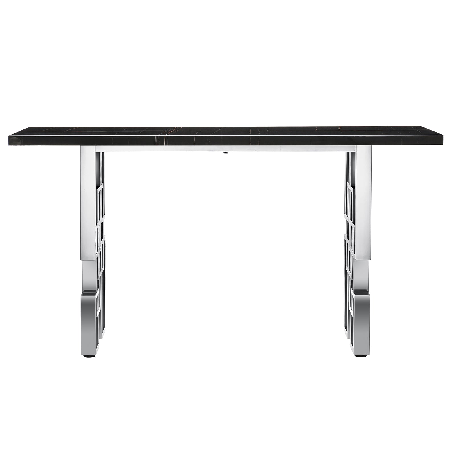Black Silver Sofa table with geometric legs | S520