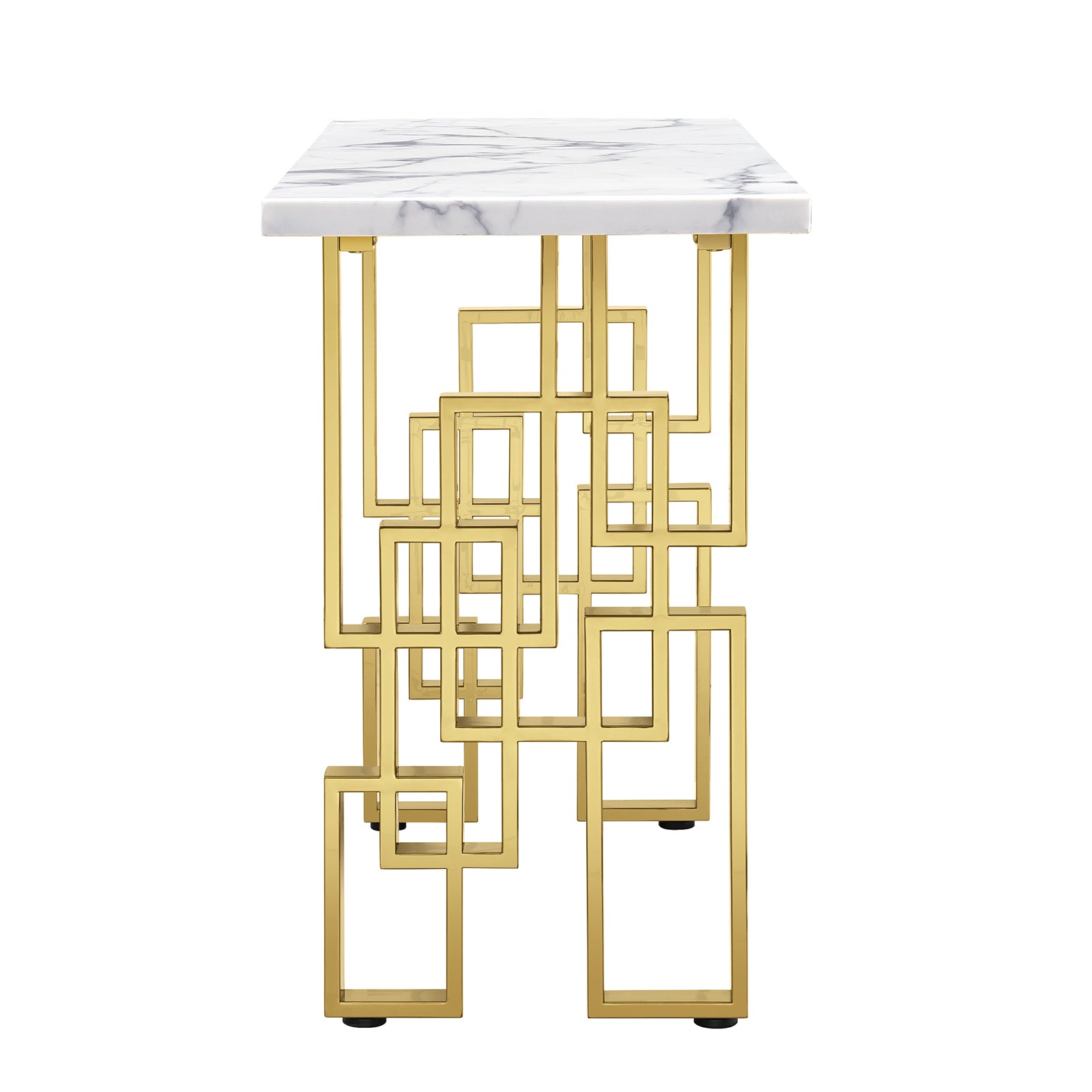 AUZ White Gold Sofa table with geometric legs | S521