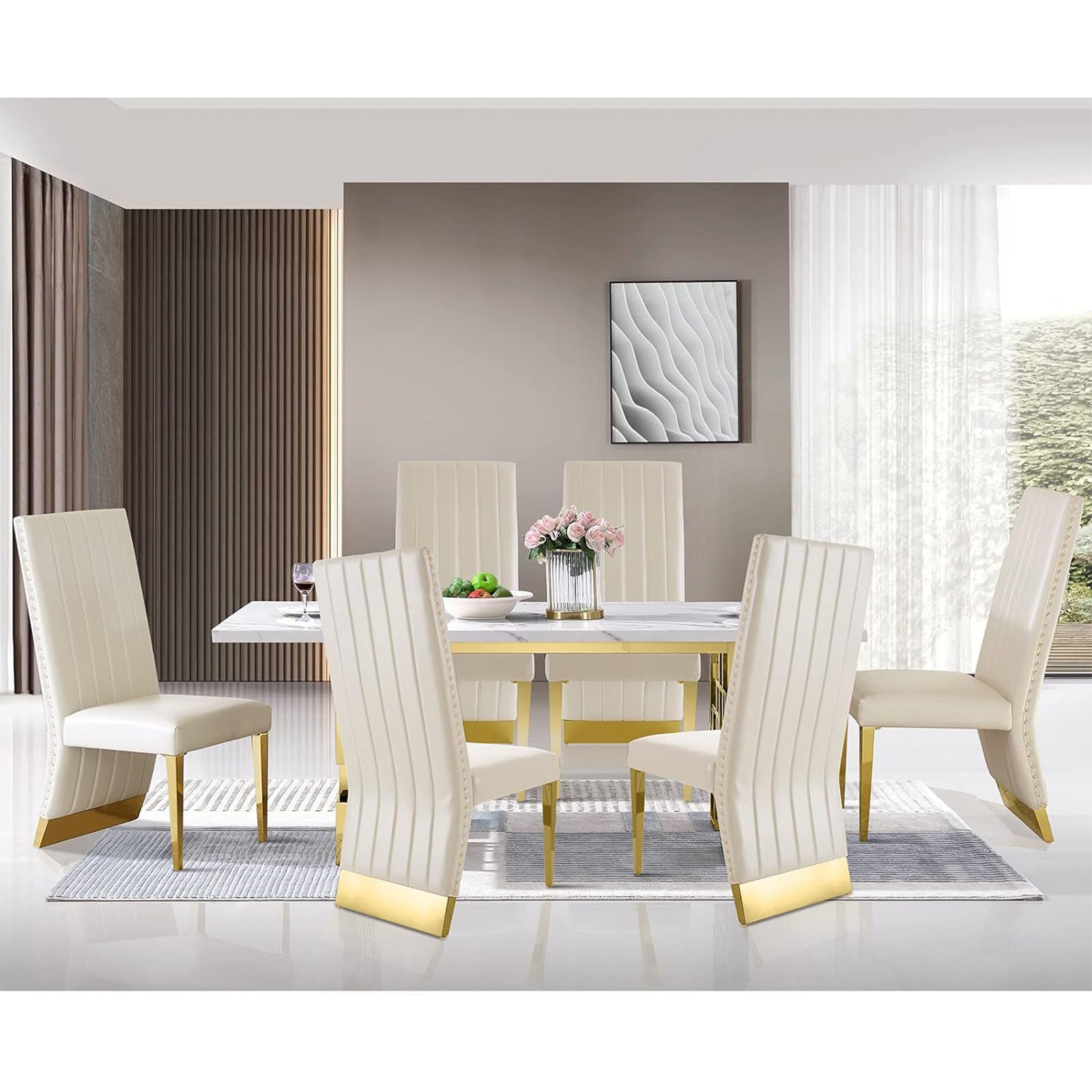 720 Set | AUZ White and Gold Dining room Sets for 6