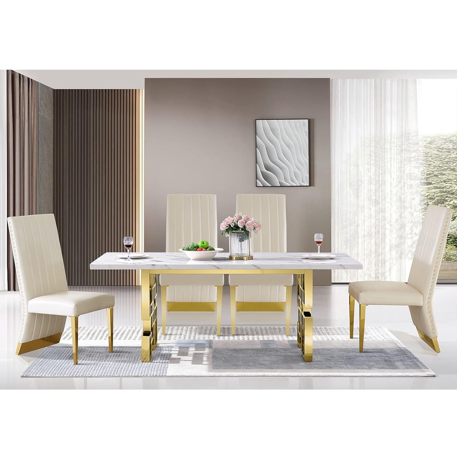 720 Set | AUZ White and Gold Dining room Sets for 6