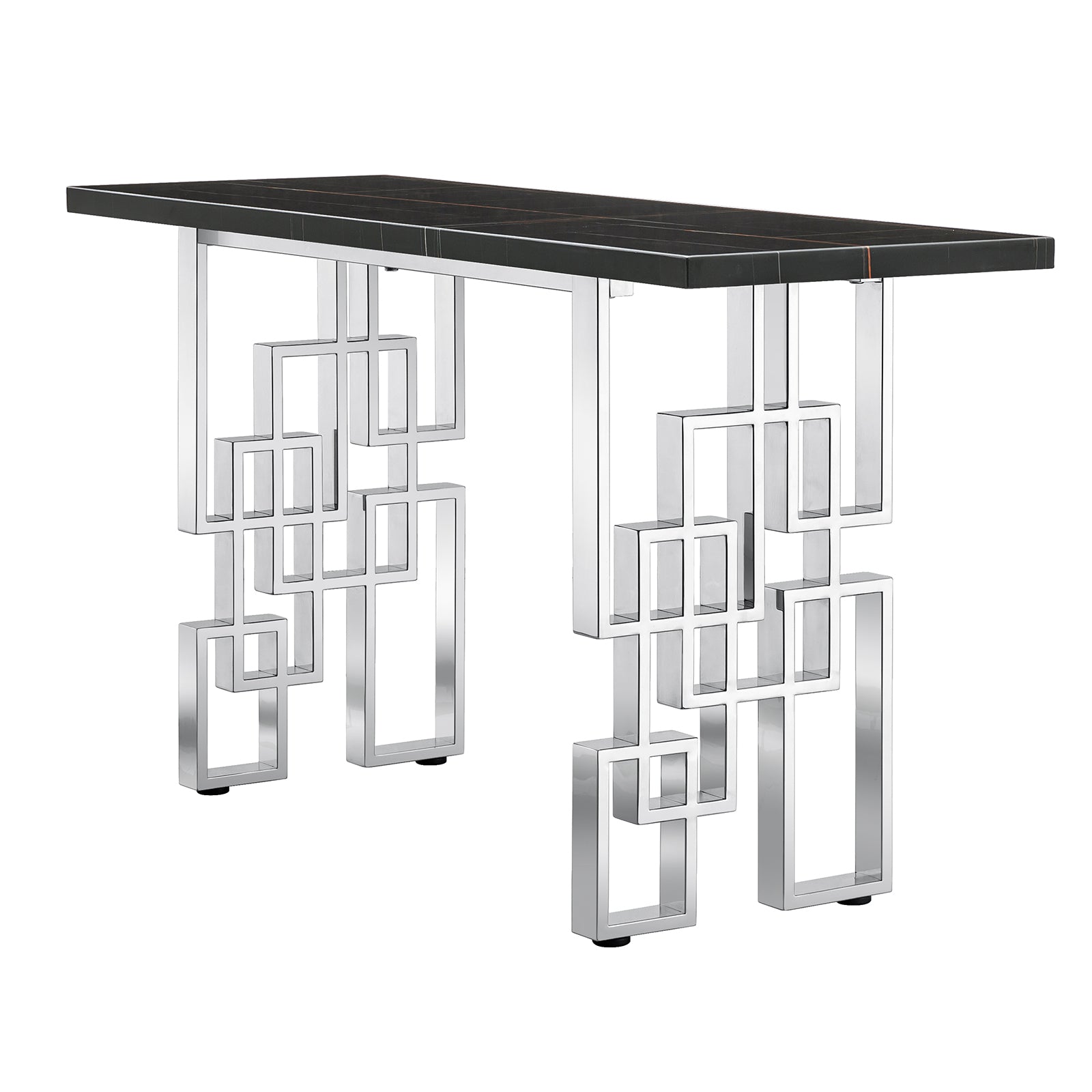 Black Silver Sofa table with geometric legs | S520