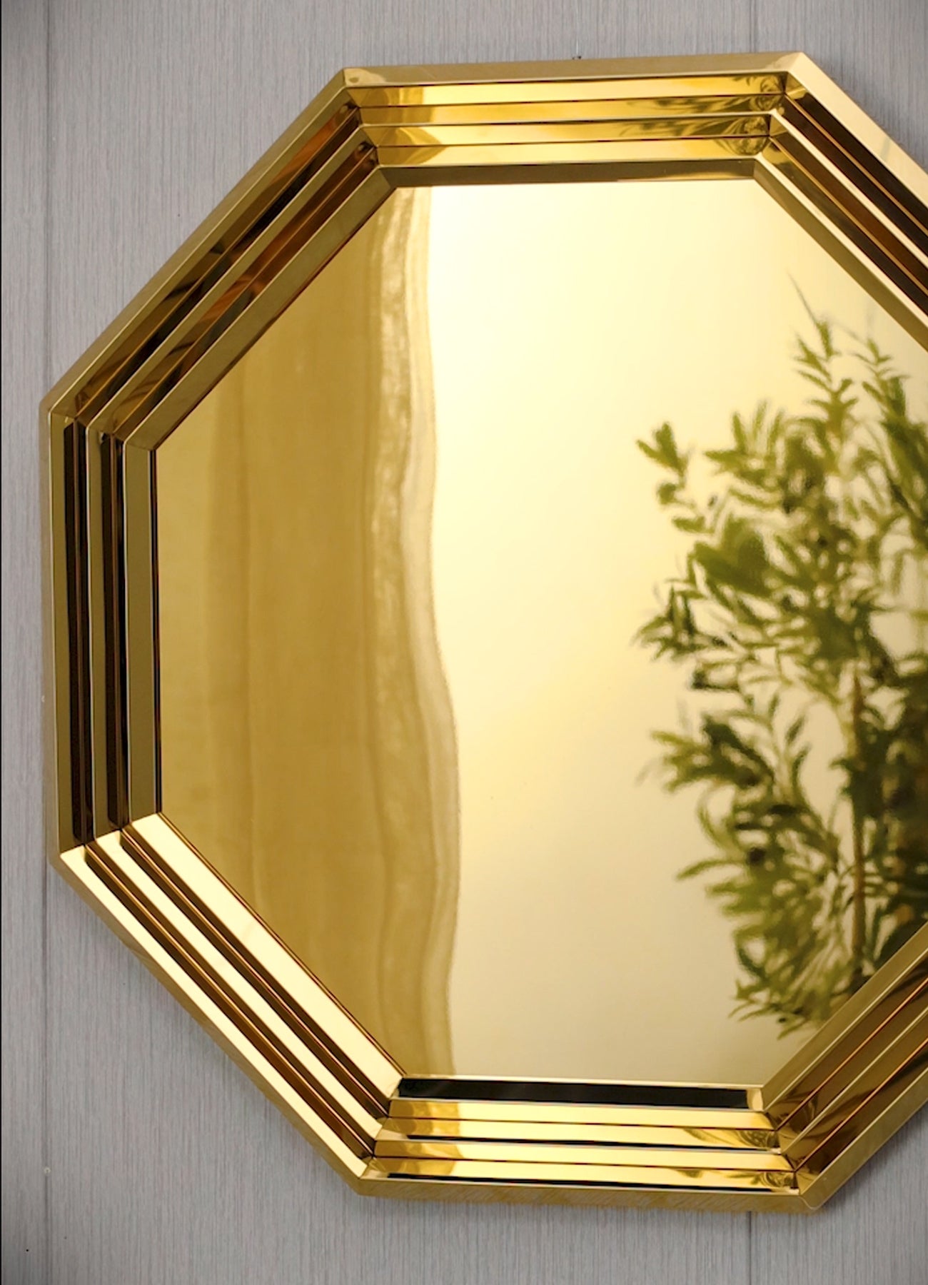 Gold 24" Octagon Geometric Mirror Wall | W101